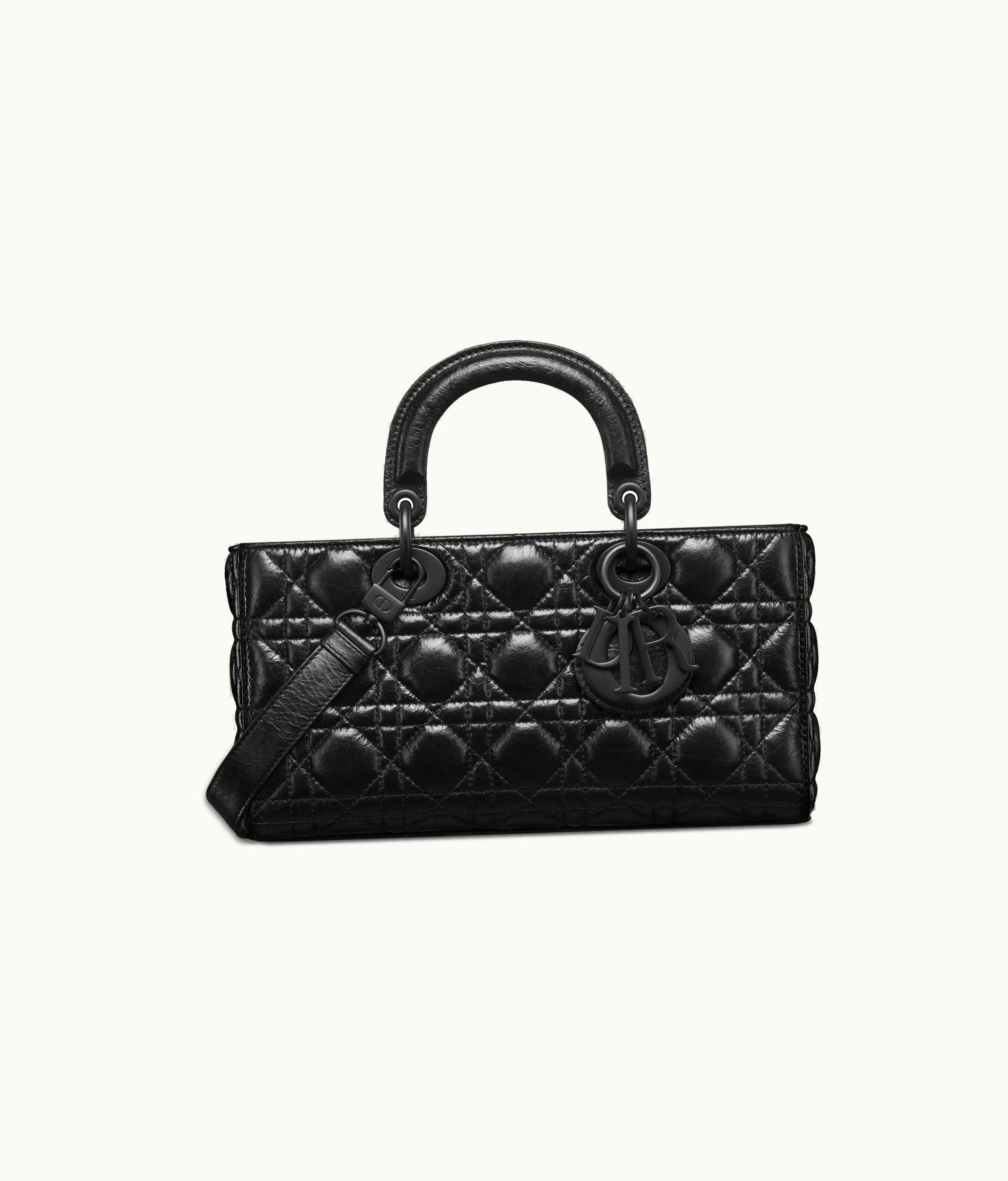 Dior Dior Medium Lady D-Joy Bag - Black Crinkled Cannage Calfskin