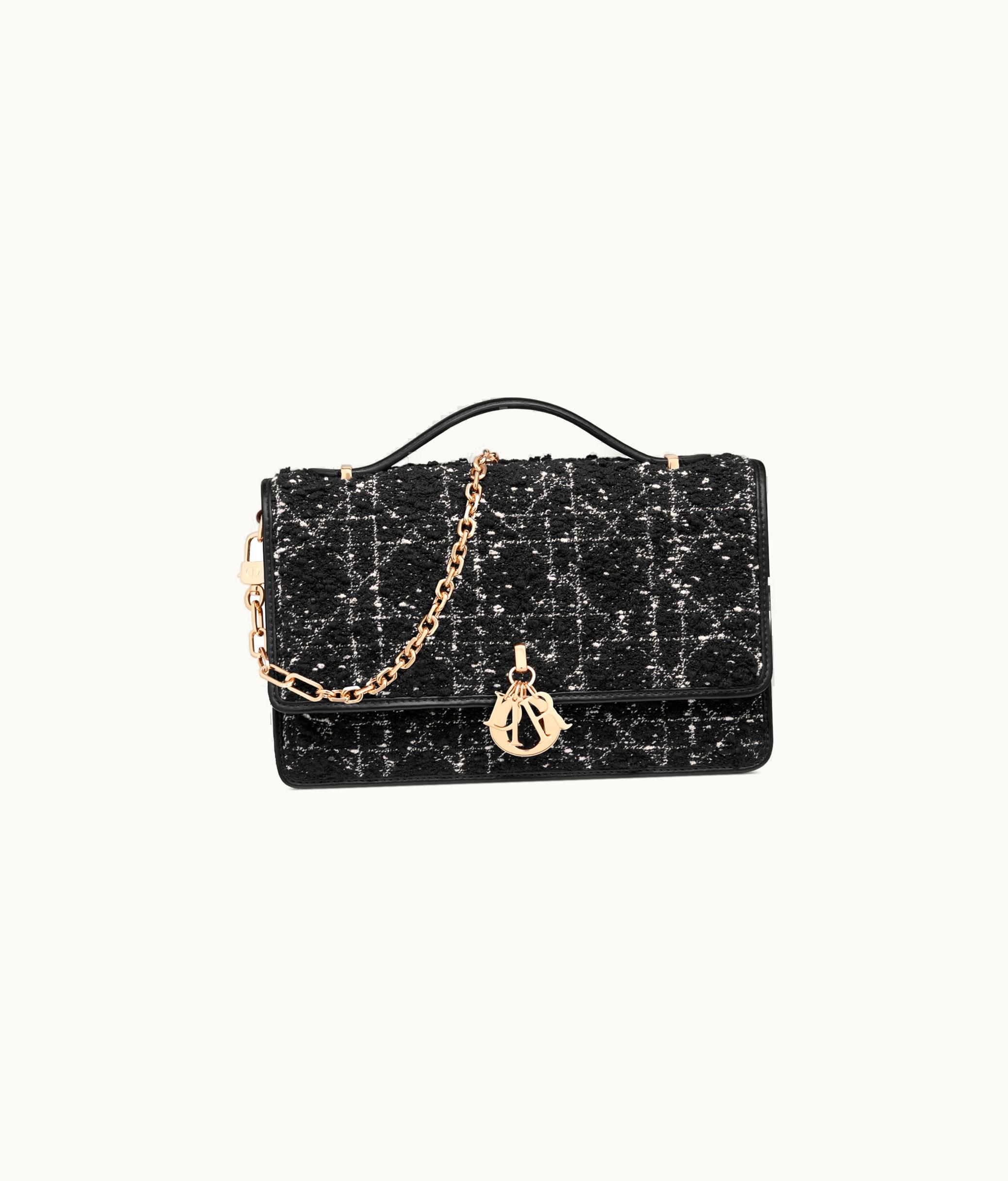 Dior Miss Dior Top Handle Bag - Black Cannage Tweed