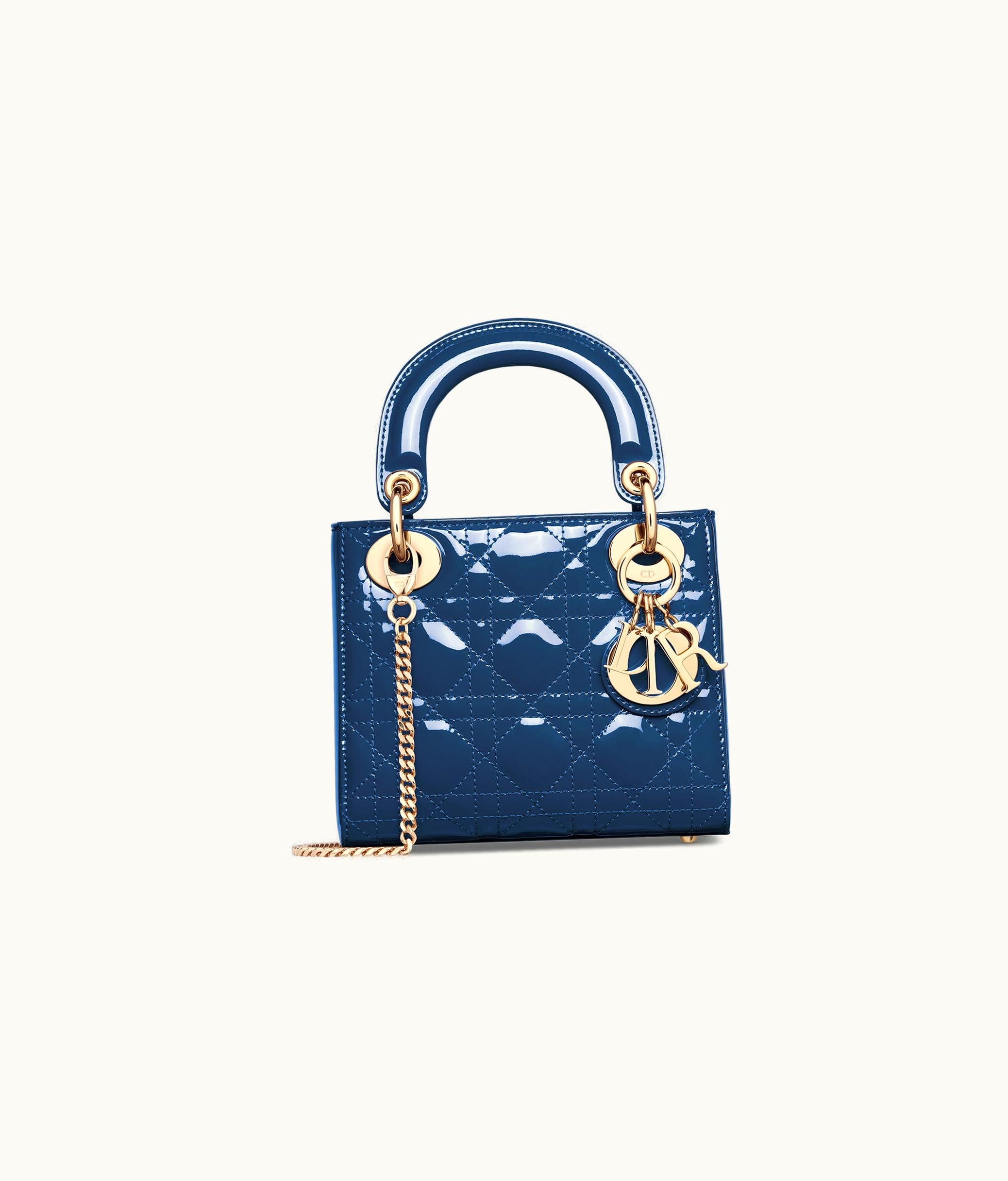 Dior Mini Lady Dior Bag - Deep Ocean Blue Patent Cannage Calfskin