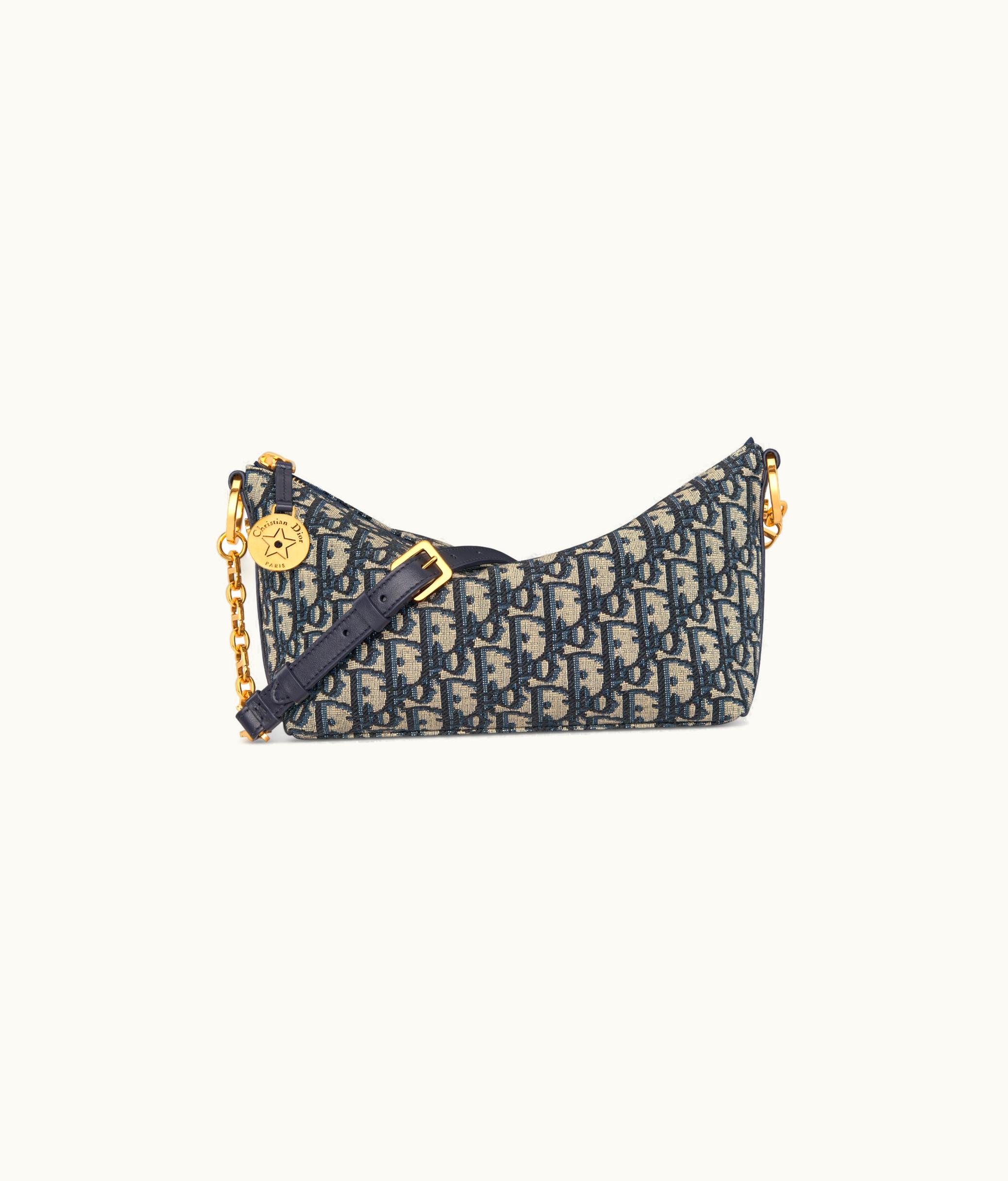 Dior Diorstar Hobo Bag With Chain - Blue Dior Oblique Jacquard