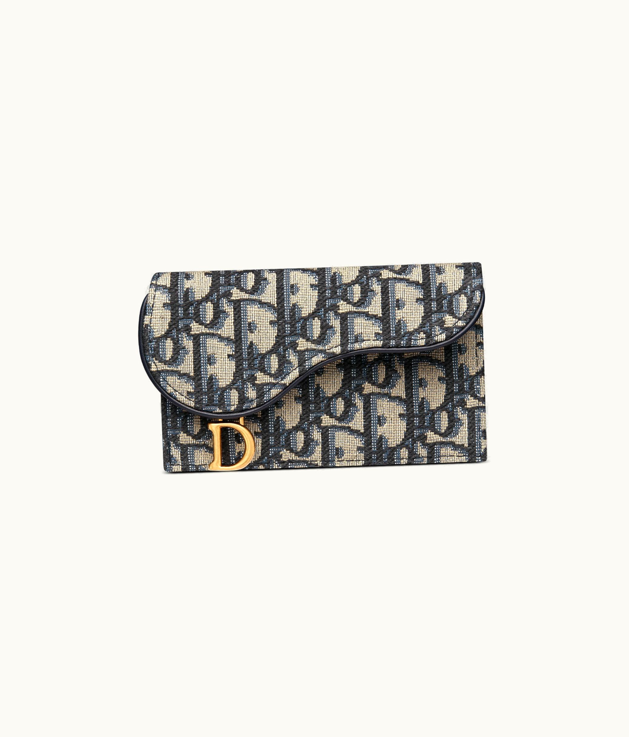 Dior Saddle Cosmos Zipped Card Holder - Blue Dior Oblique Jacquard