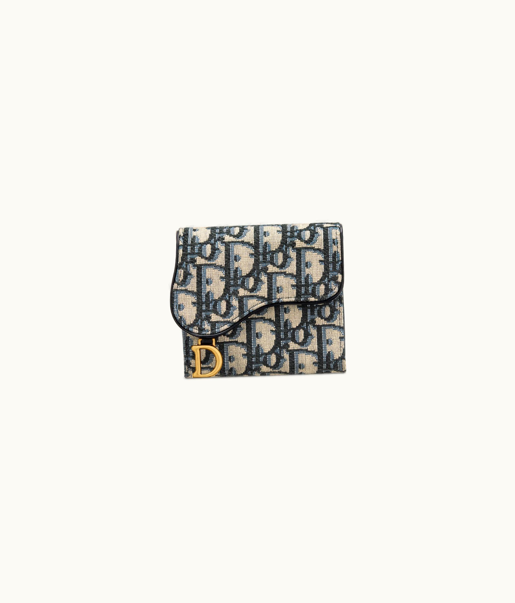 Dior Saddle Lotus Wallet - Blue Dior Oblique Jacquard