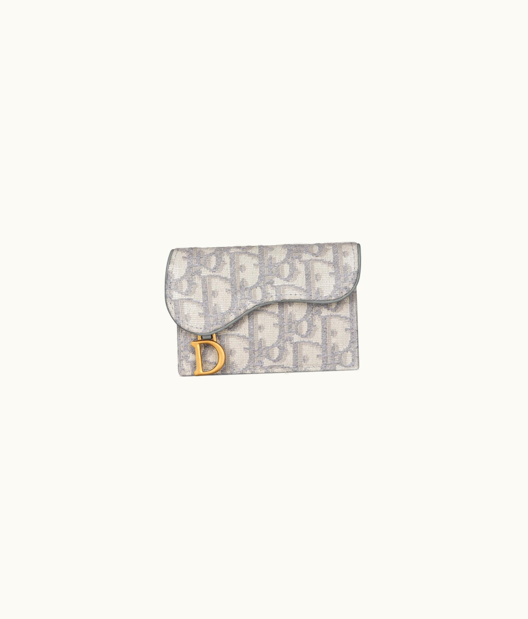 Dior Saddle Flap Card Holder - Gray Dior Oblique Jacquard