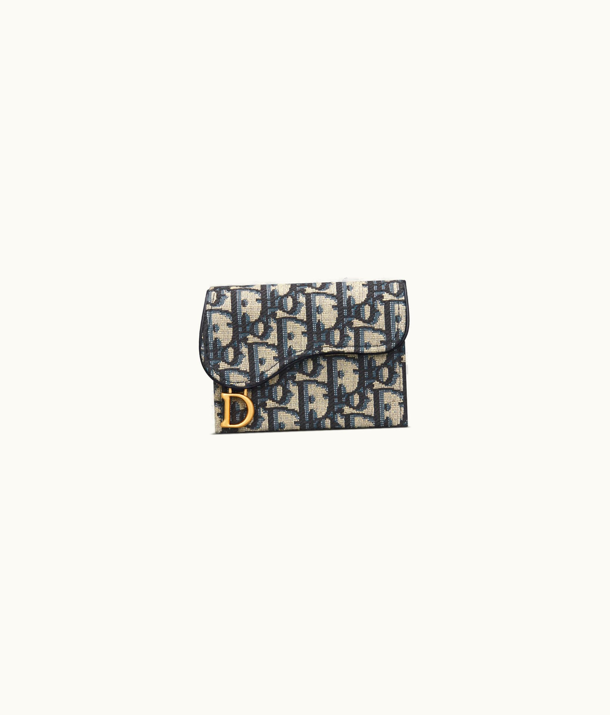 Dior Saddle 5-Gusset Card Holder - Blue Dior Oblique Jacquard