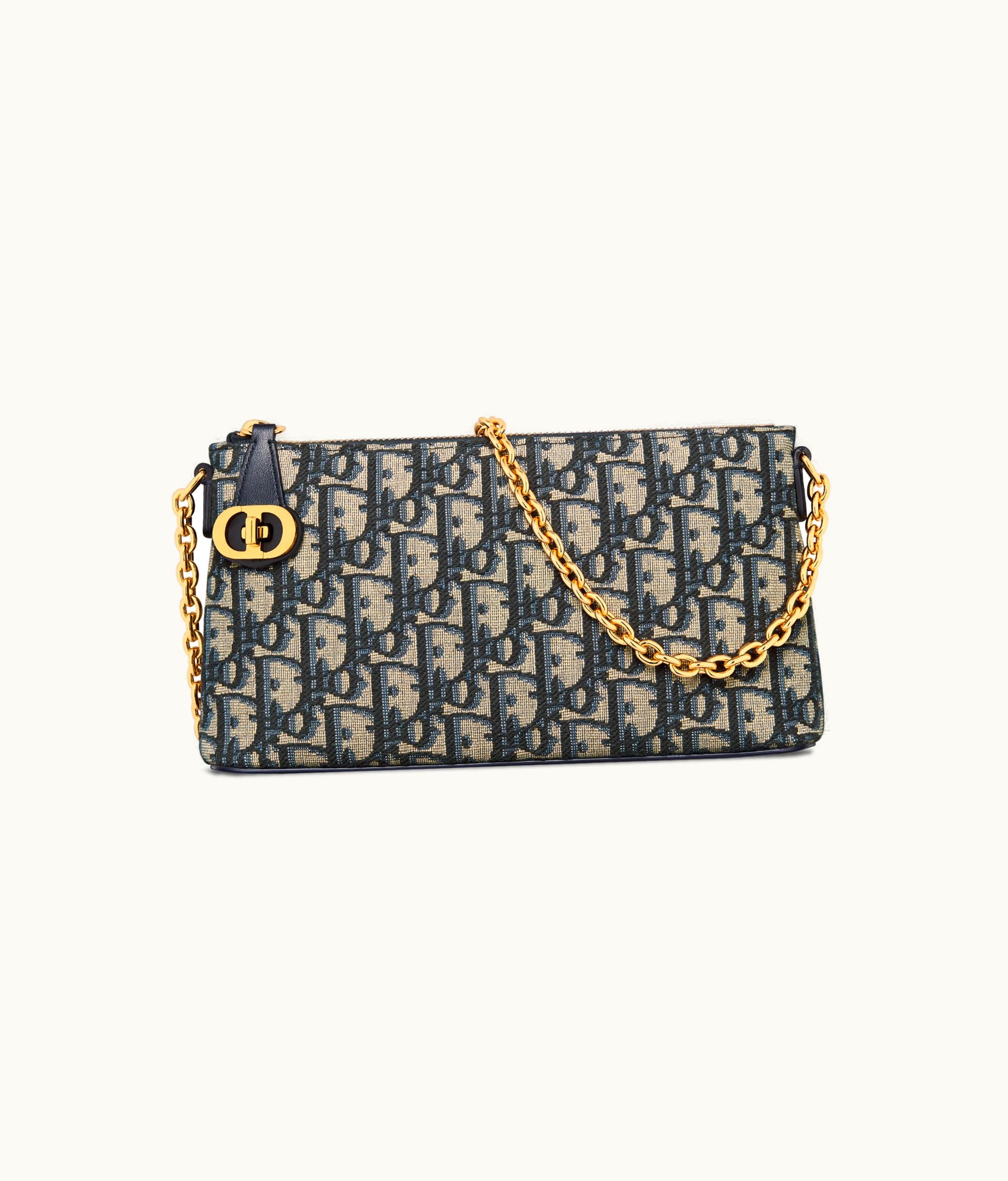 Dior Mini Sac Porter Épaule 30 Montaigne Toile Jacquard Dior Oblique Bleu