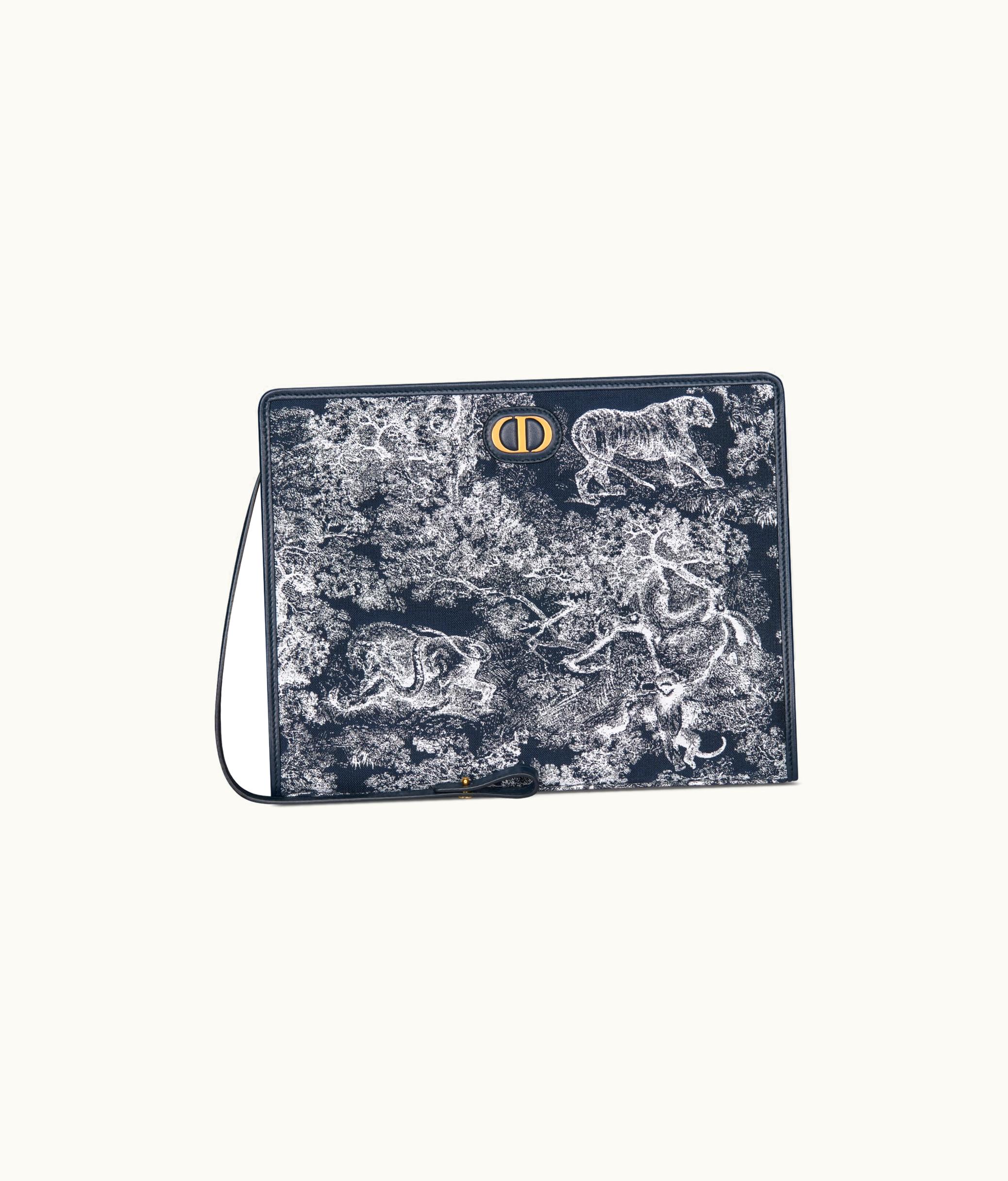 Dior Dior Medium 30 Montaigne Pouch - Blue Toile De Jouy Reverse Jacquard