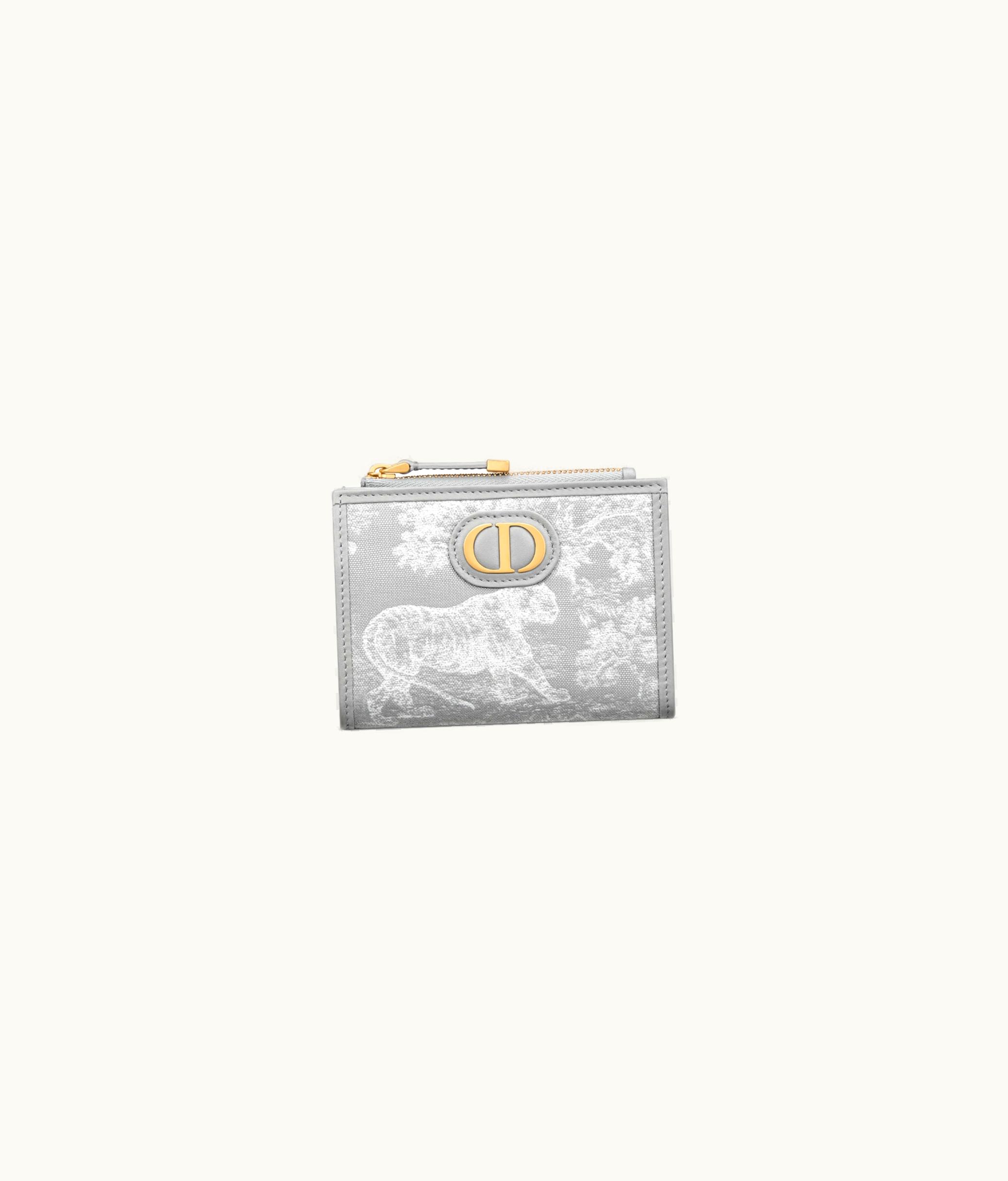 Dior Dior 30 Montaigne Dahlia Wallet - Gray Toile De Jouy Reverse Jacquard