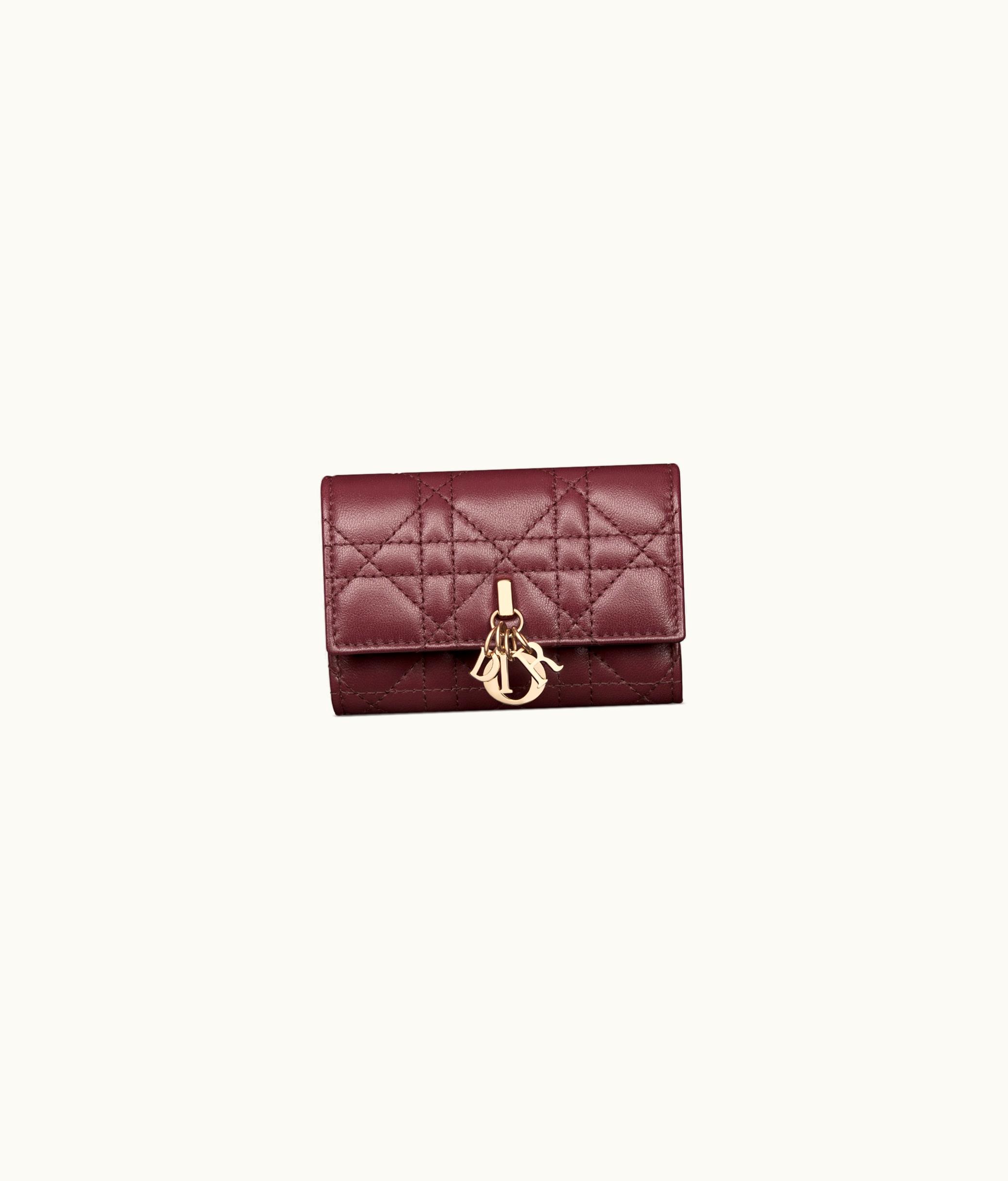 Dior Miss Dior Glycine Wallet - Burgundy Cannage Lambskin