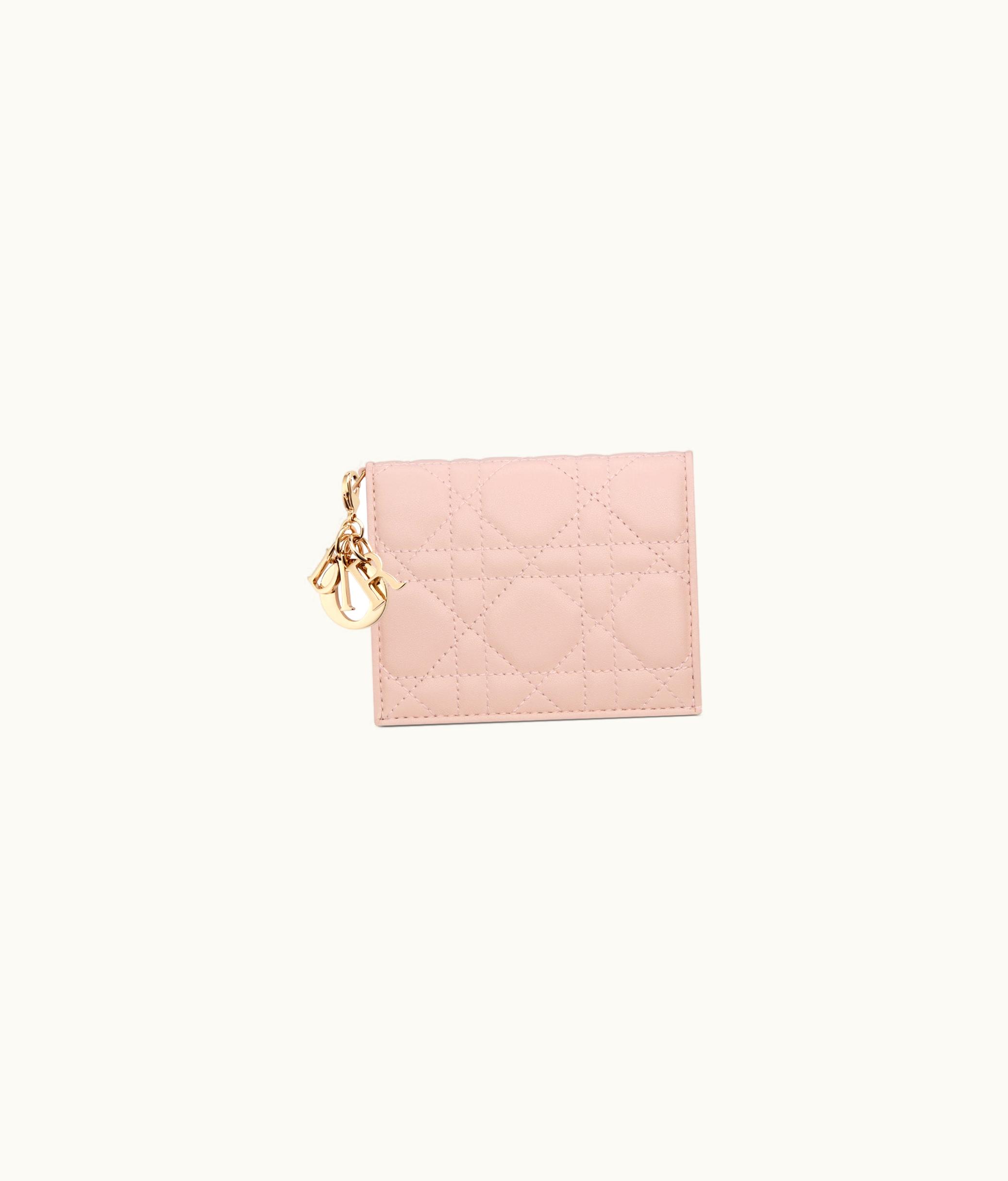 Dior Mini Lady Dior Wallet - Powder Pink Cannage Lambskin