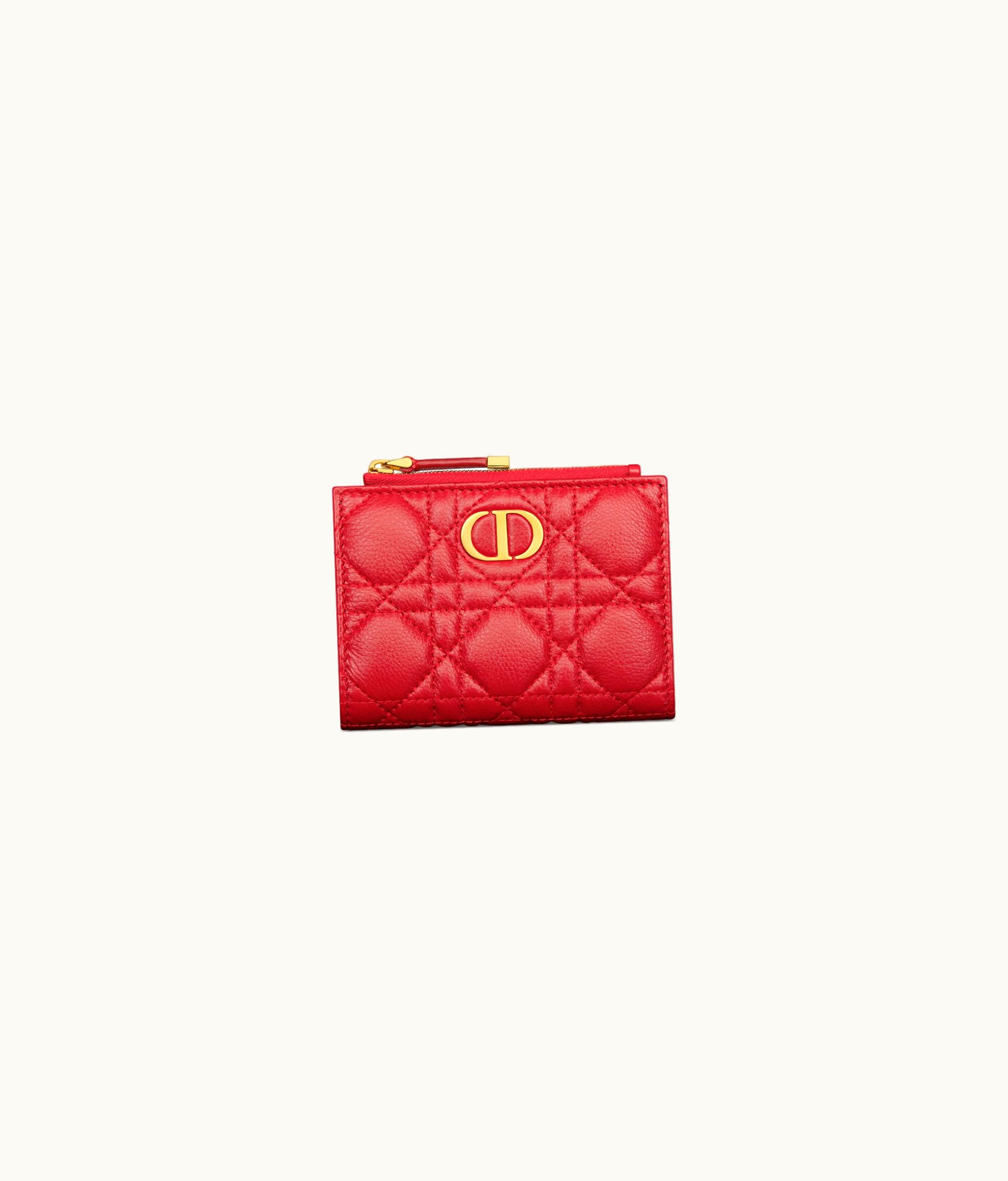 Dior Dior Caro Dahlia Wallet - Two-Tone Garnet Red And Burgundy Supple Cannage Calfskin