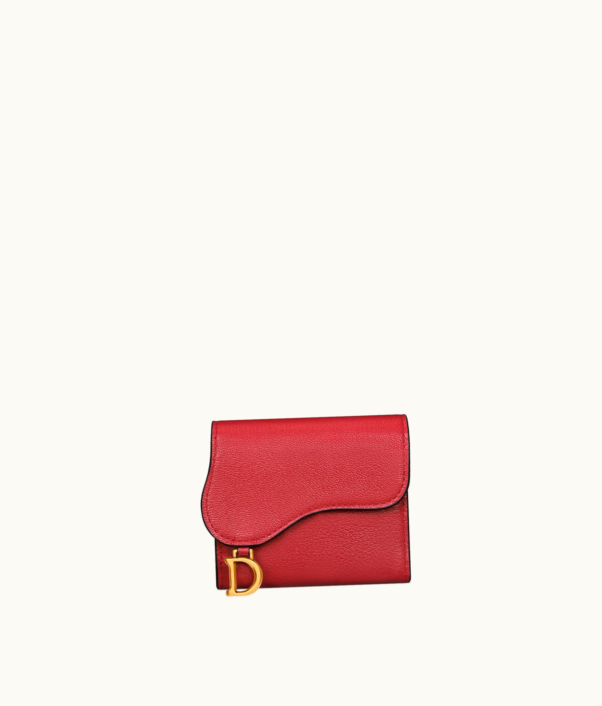 Dior Dior Saddle Lotus Wallet - Amaryllis Red Goatskin