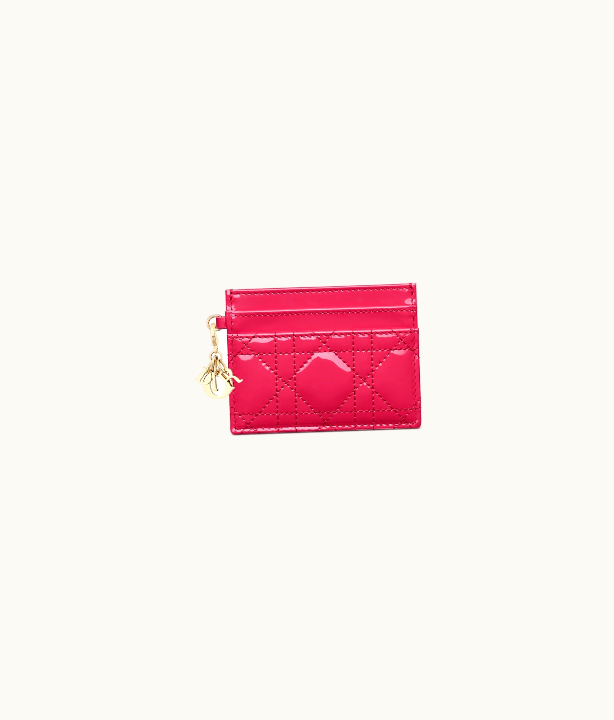 Dior Lady Dior Five-Slot Card Holder - Passion Pink Patent Cannage Calfskin