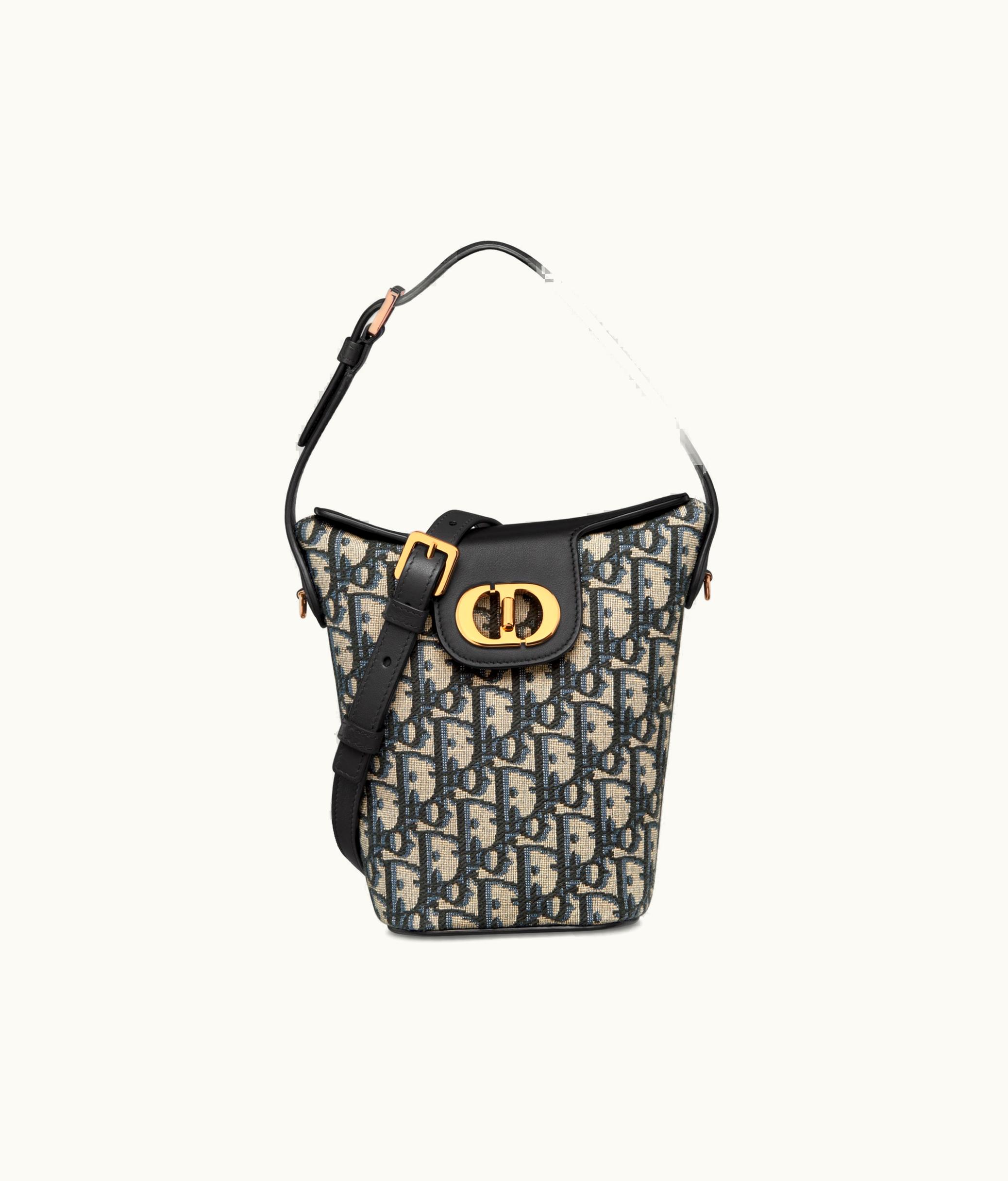 Dior 30 Montaigne Dior Amber Mini Bucket Bag - Blue Dior Oblique Jacquard And Calfskin