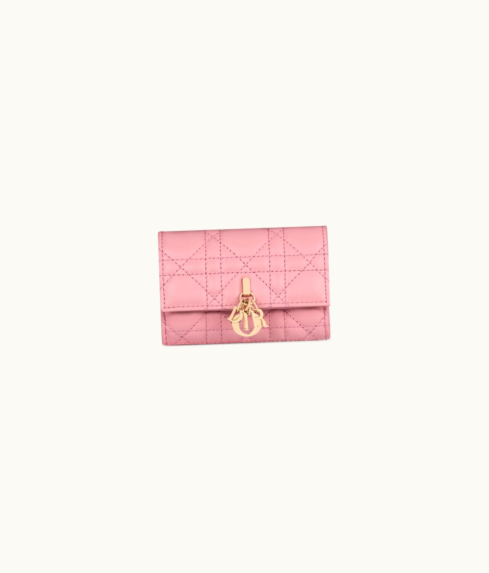 Dior Portefeuille XS Miss Dior Cuir d'agneau Cannage Rose Melocoton