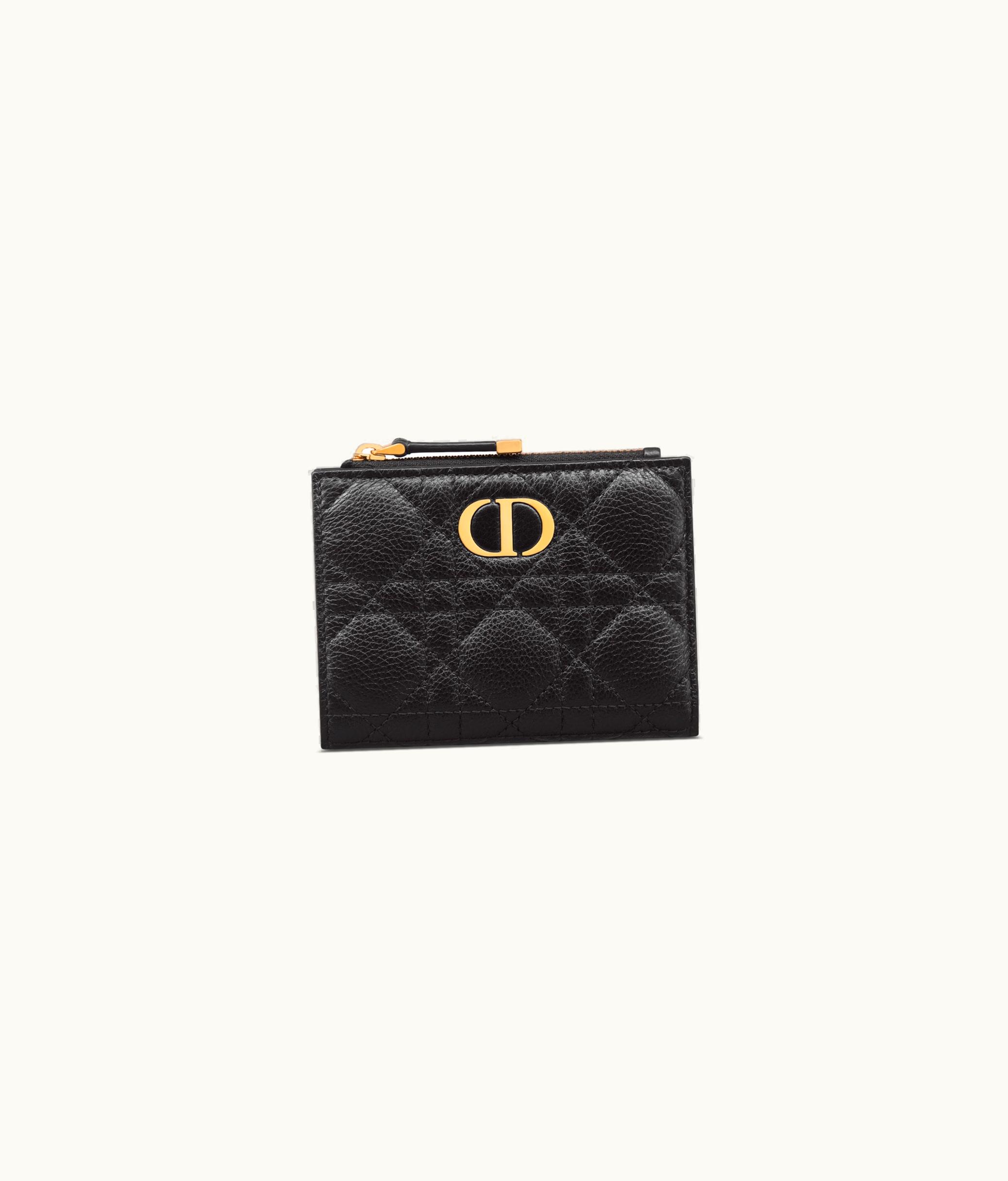 Dior Dior Caro Dahlia Wallet - Black Supple Cannage Calfskin