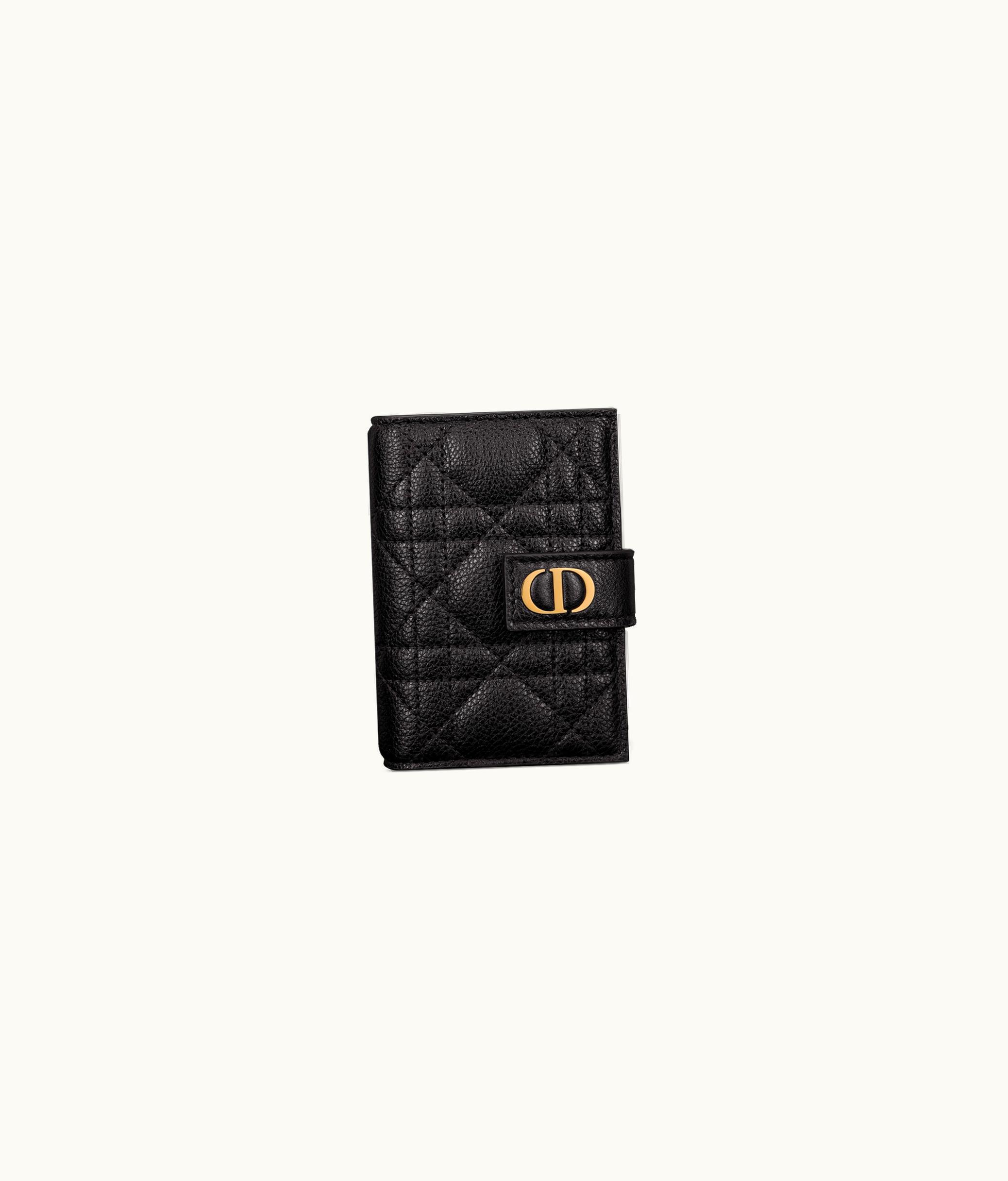 Dior Dior Caro Vertical Card Holder - Black Supple Cannage Calfskin
