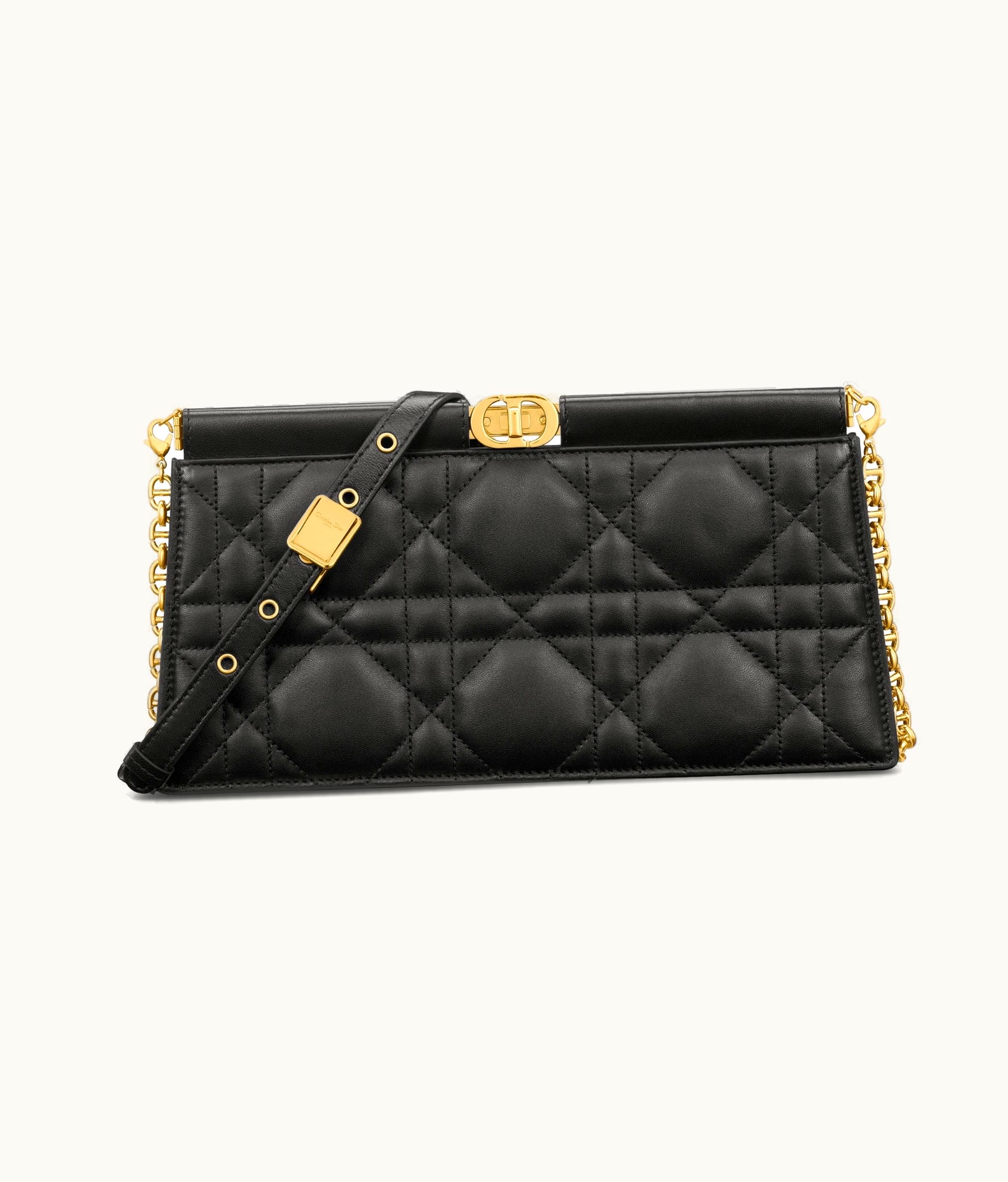 Dior Dior Caro Colle Noire Clutch With Chain - Black Cannage Lambskin