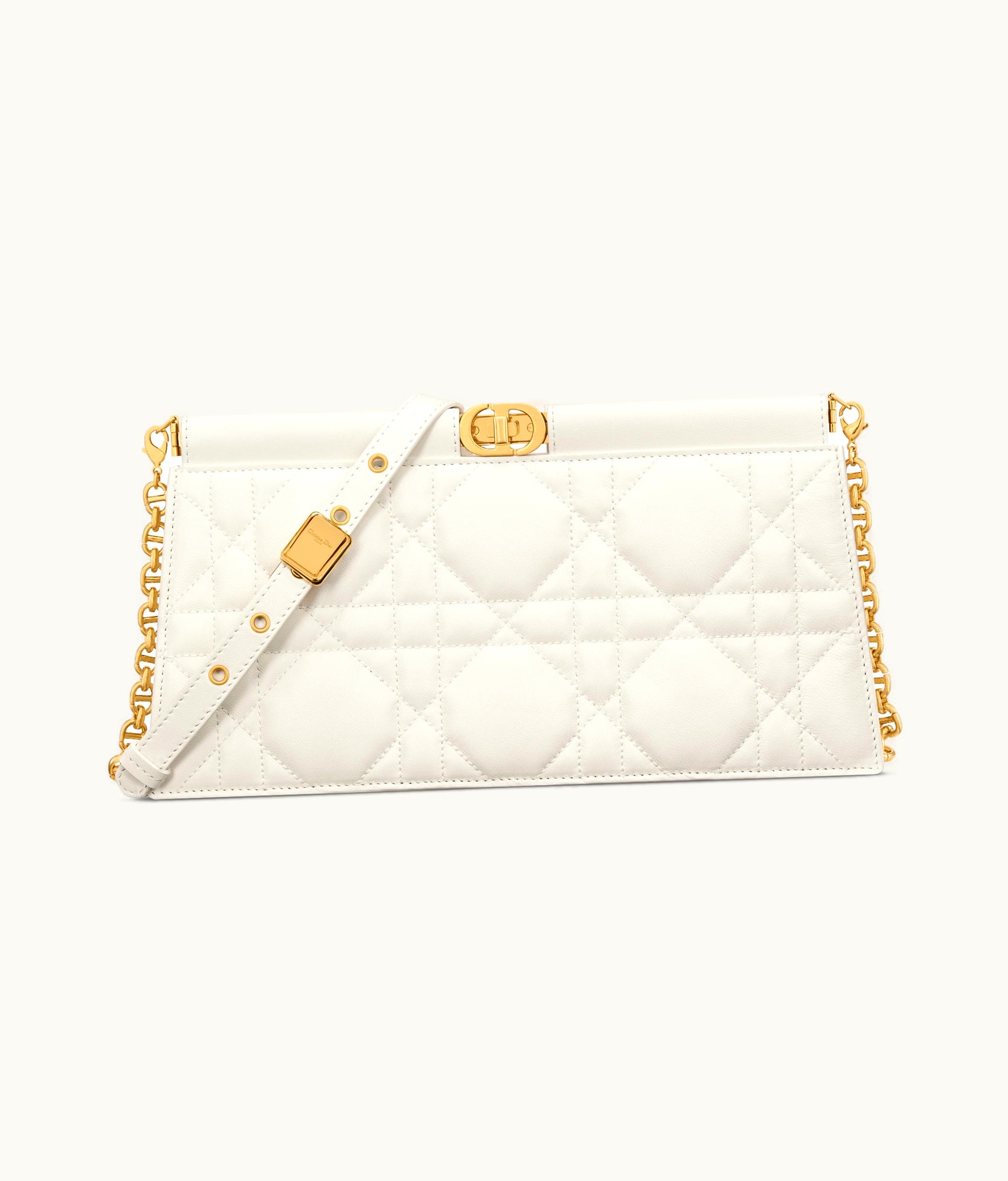 Dior Dior Caro Colle Noire Clutch With Chain - Latte Cannage Lambskin