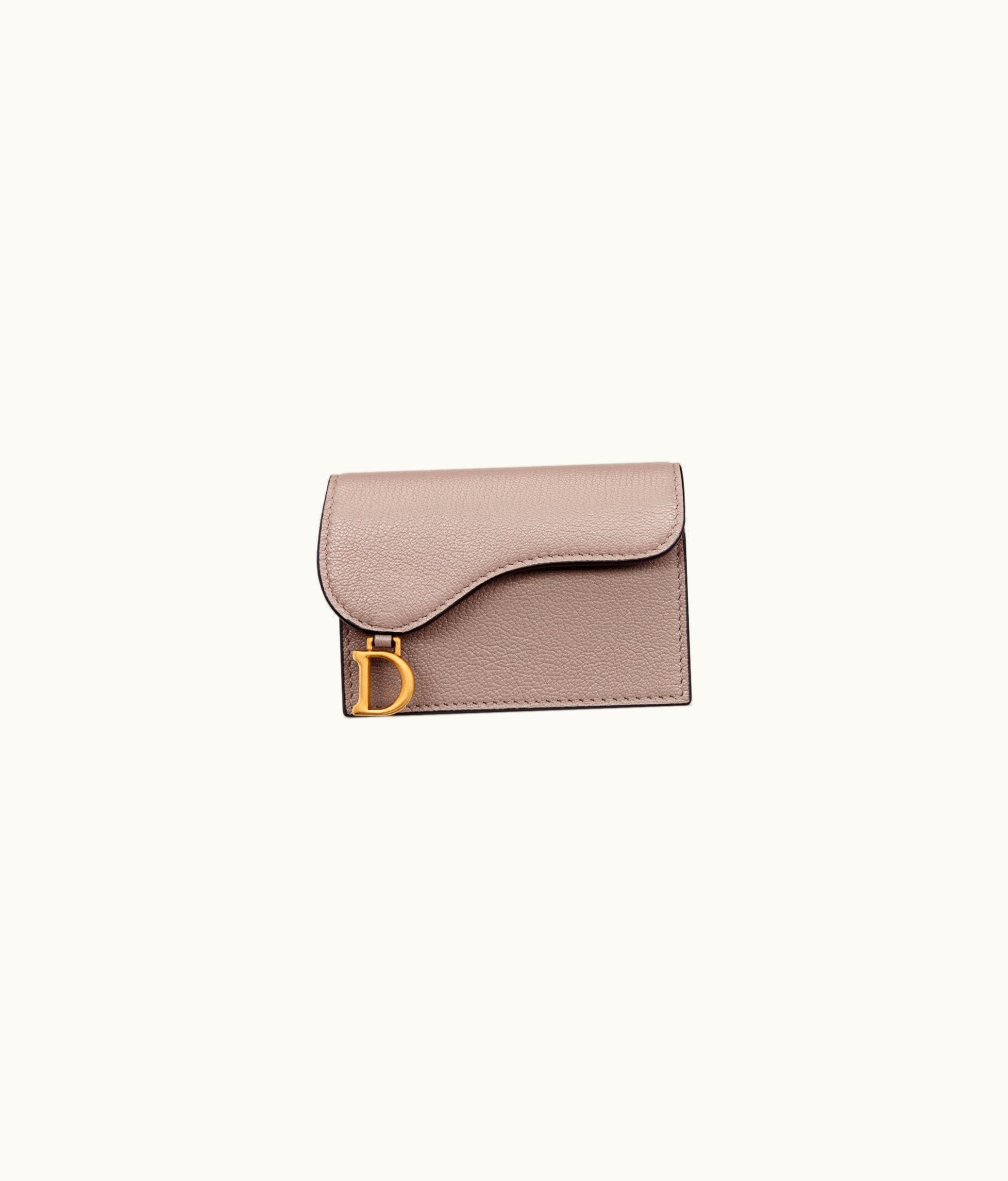 Dior Dior Saddle Flap Card Holder - Warm Taupe Goatskin