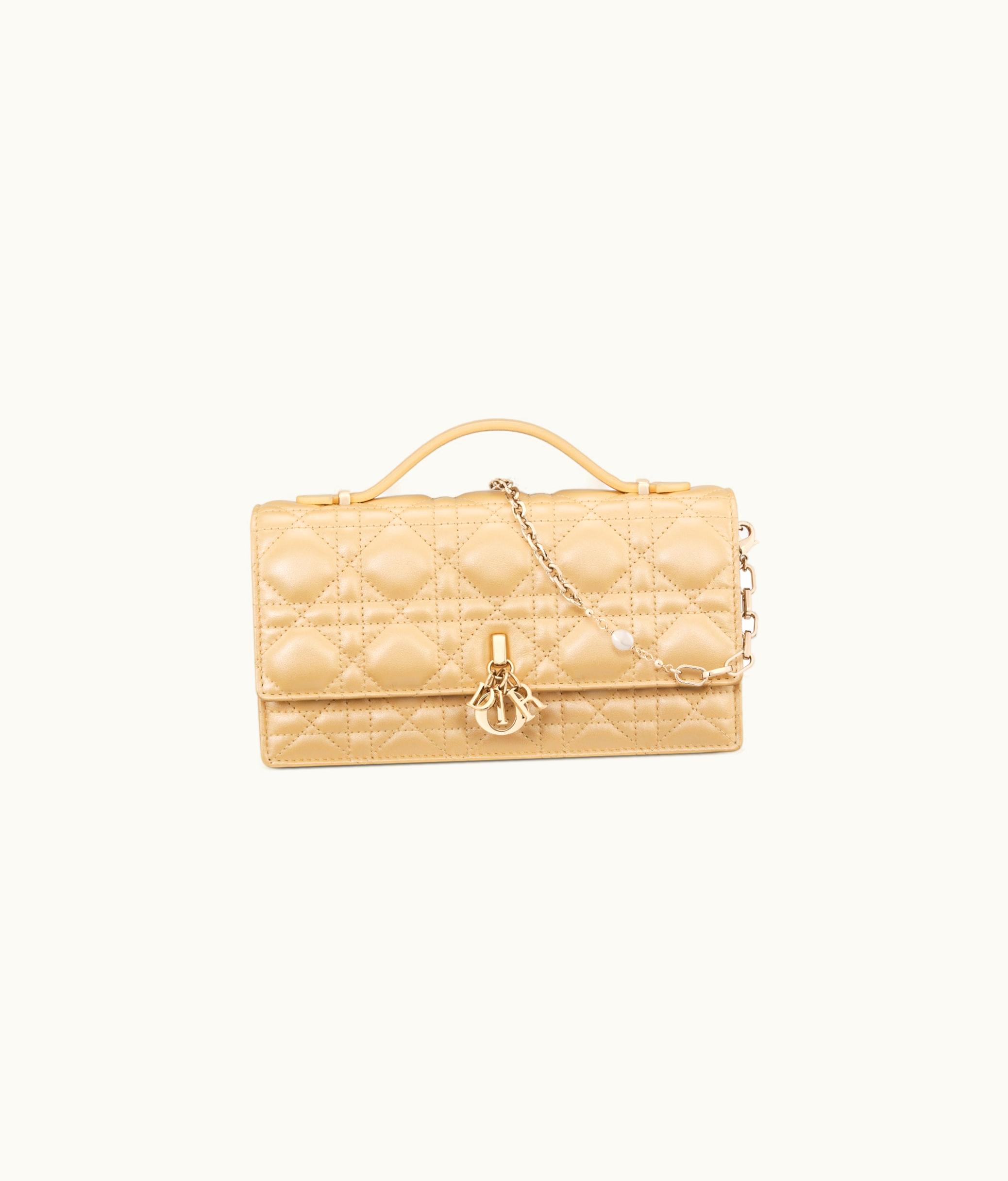 Dior Miss Dior Mini Bag - Pastel Yellow Pearlescent Cannage Lambskin