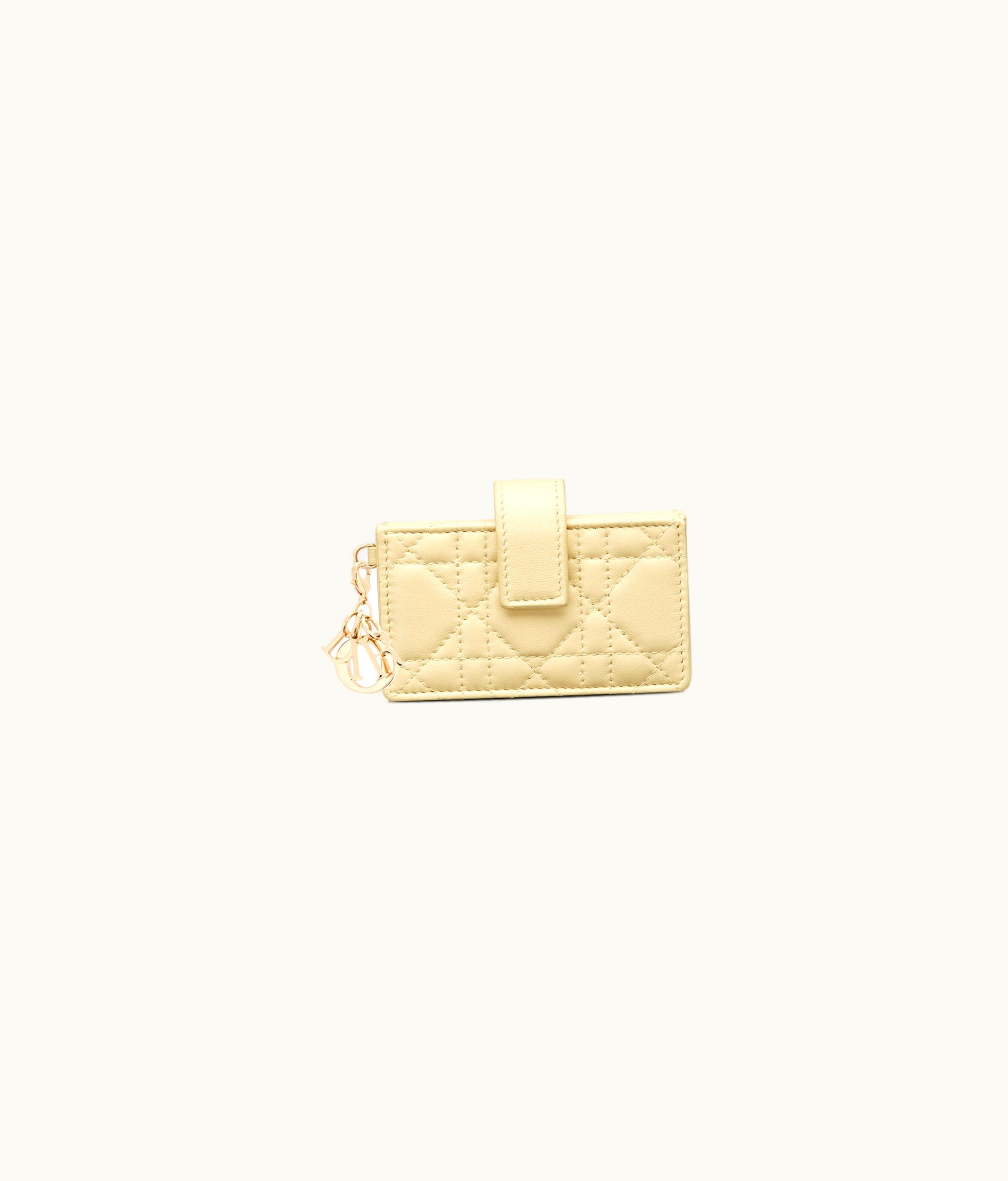 Dior Lady Dior 5-Gusset Card Holder - Pale Yellow Cannage Lambskin