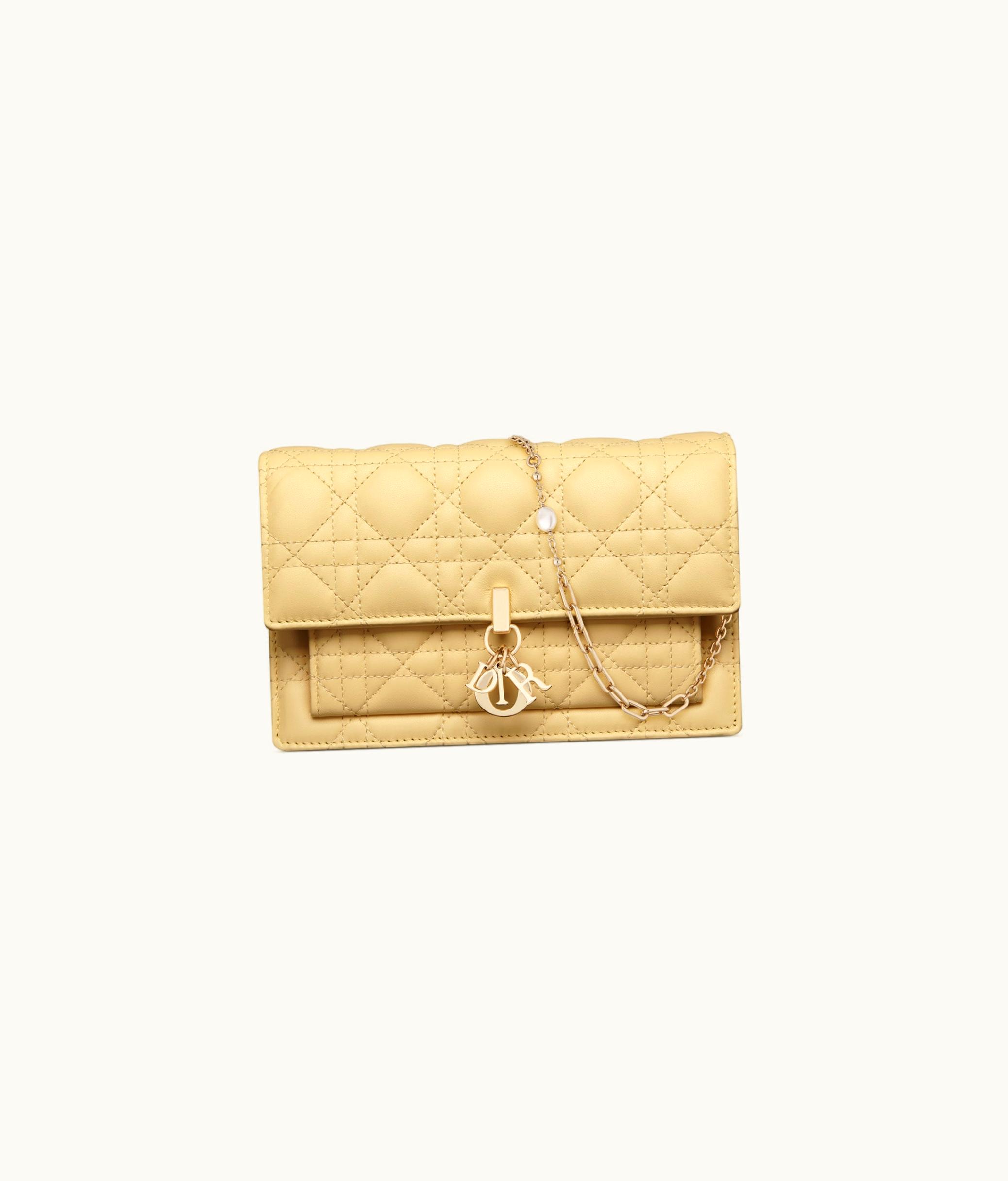 Dior Miss Dior Chain Pouch - Pastel Yellow Cannage Lambskin