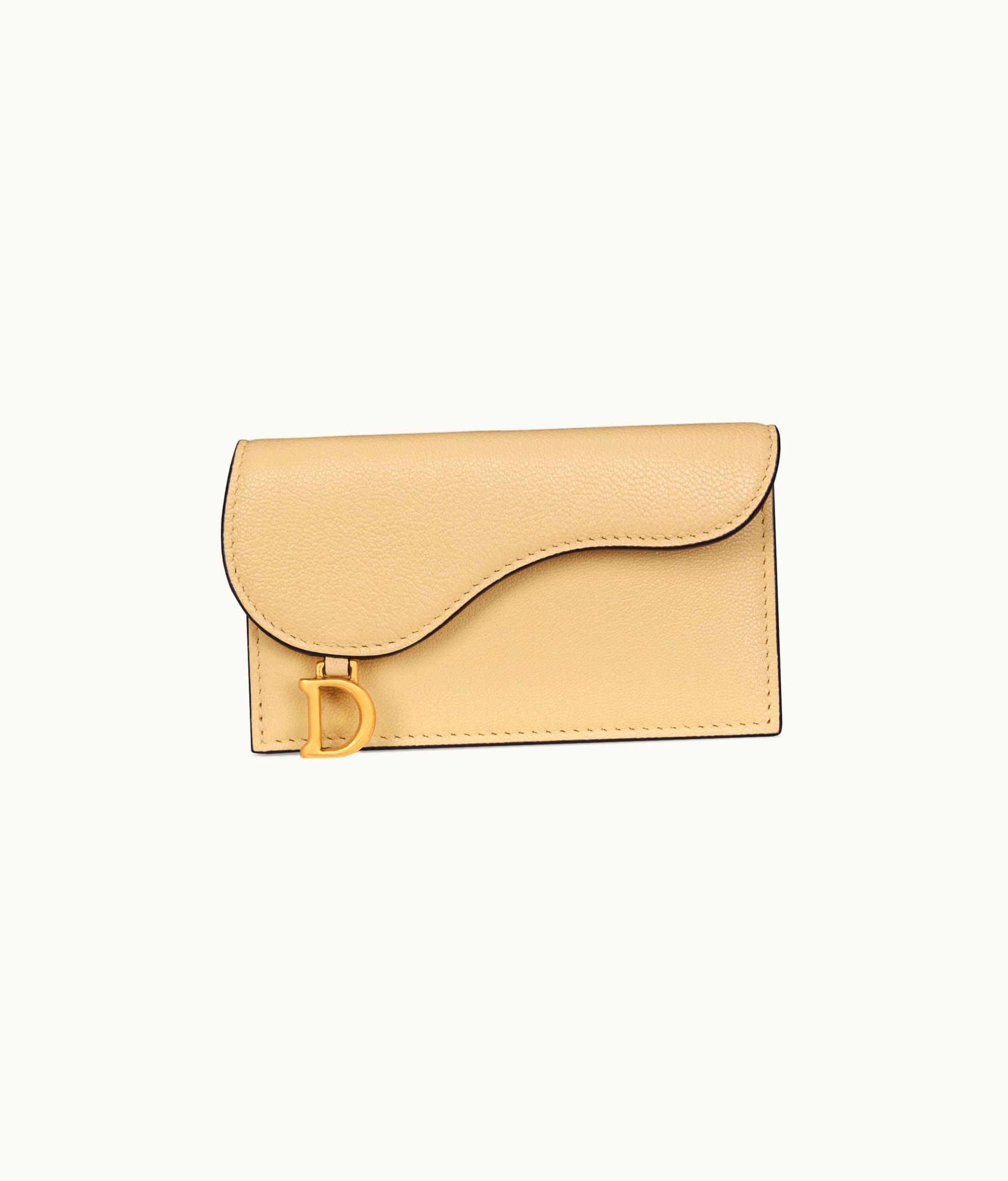 Dior Dior Saddle Cosmos Zipped Card Holder - Pastel Yellow Goatskin