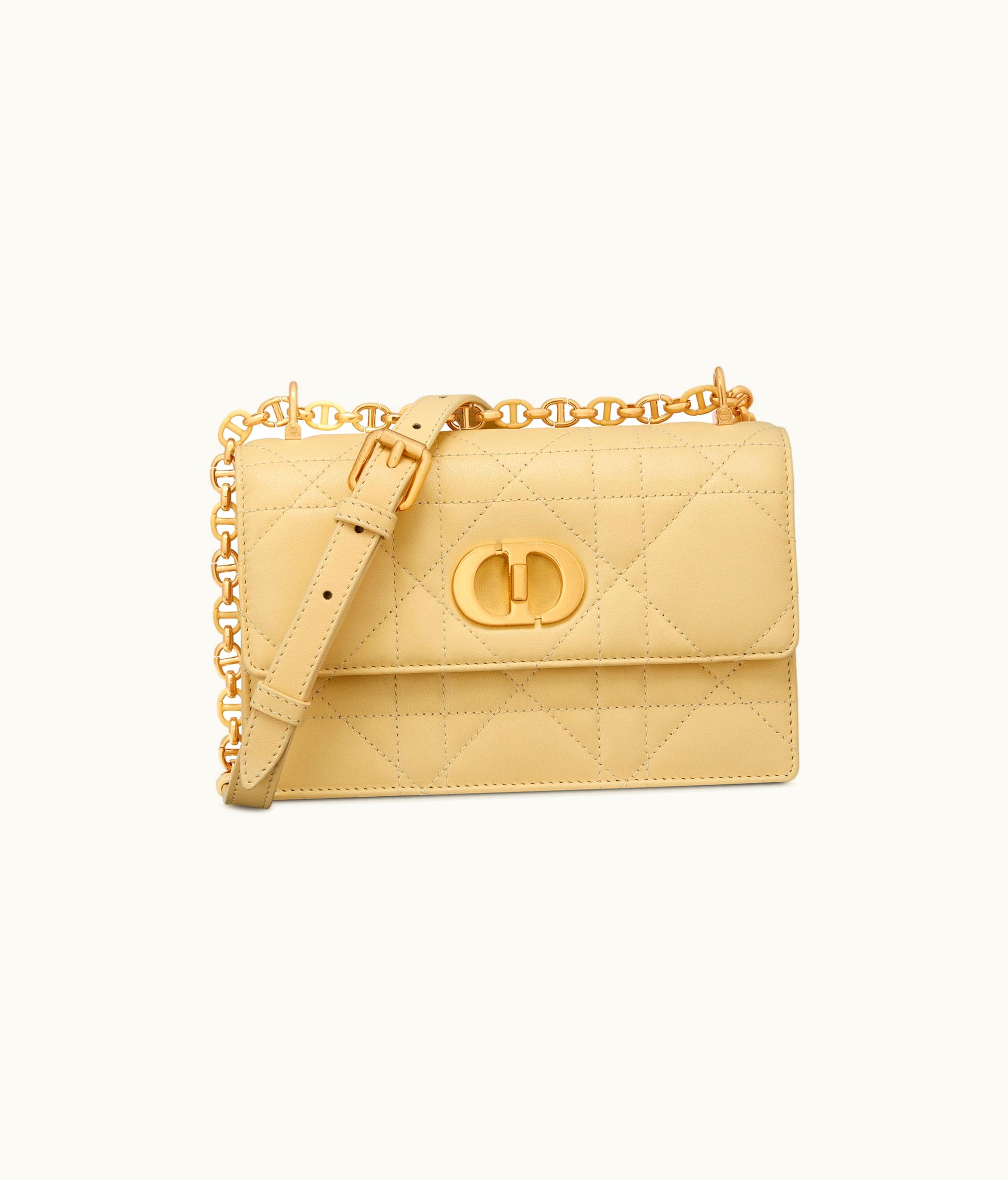 Dior Dior Miss Caro Mini Bag - Pastel Yellow Macrocannage Lambskin