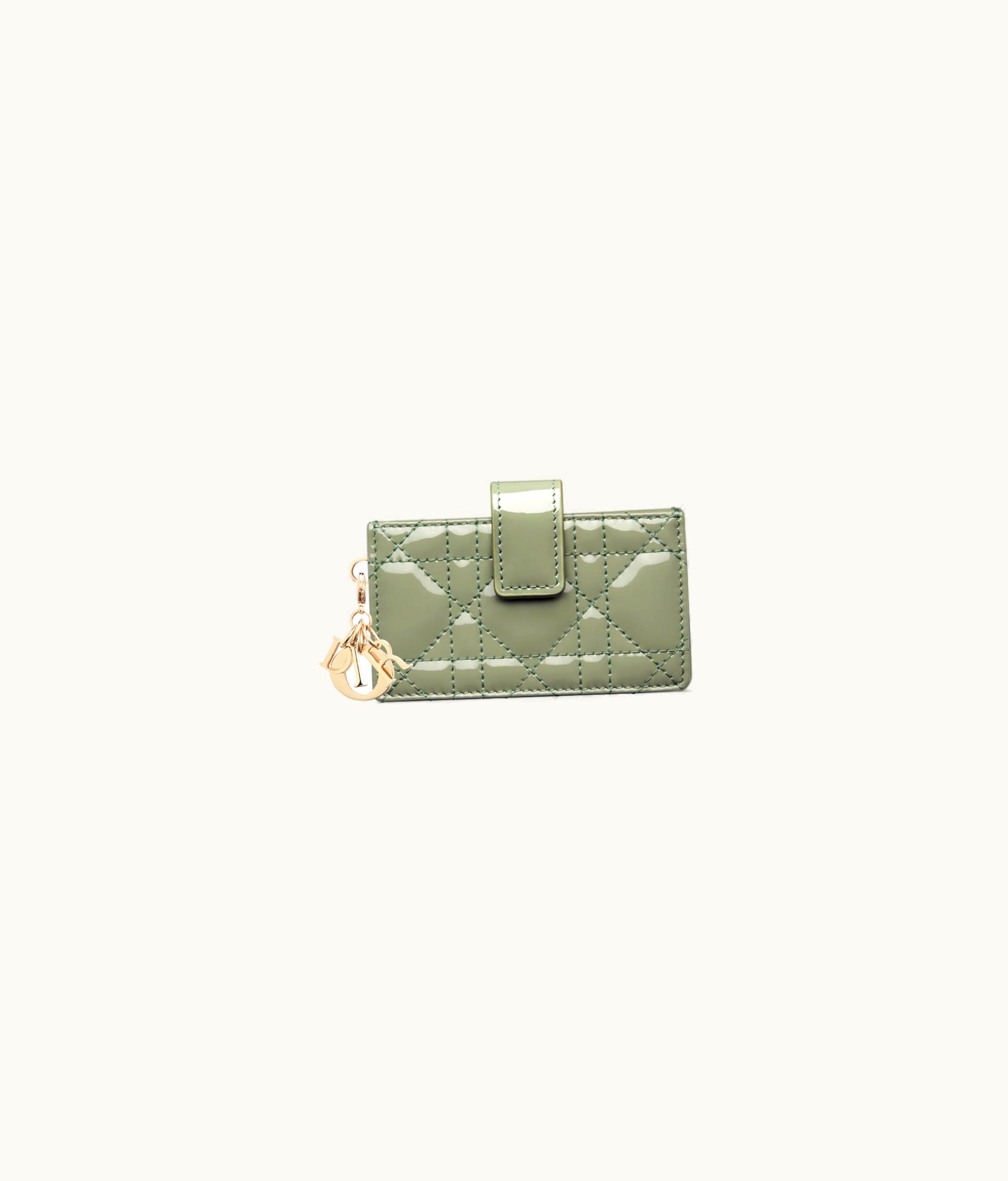 Dior Lady Dior 5-Gusset Card Holder - Pastel Peyote Green Patent Cannage Calfskin