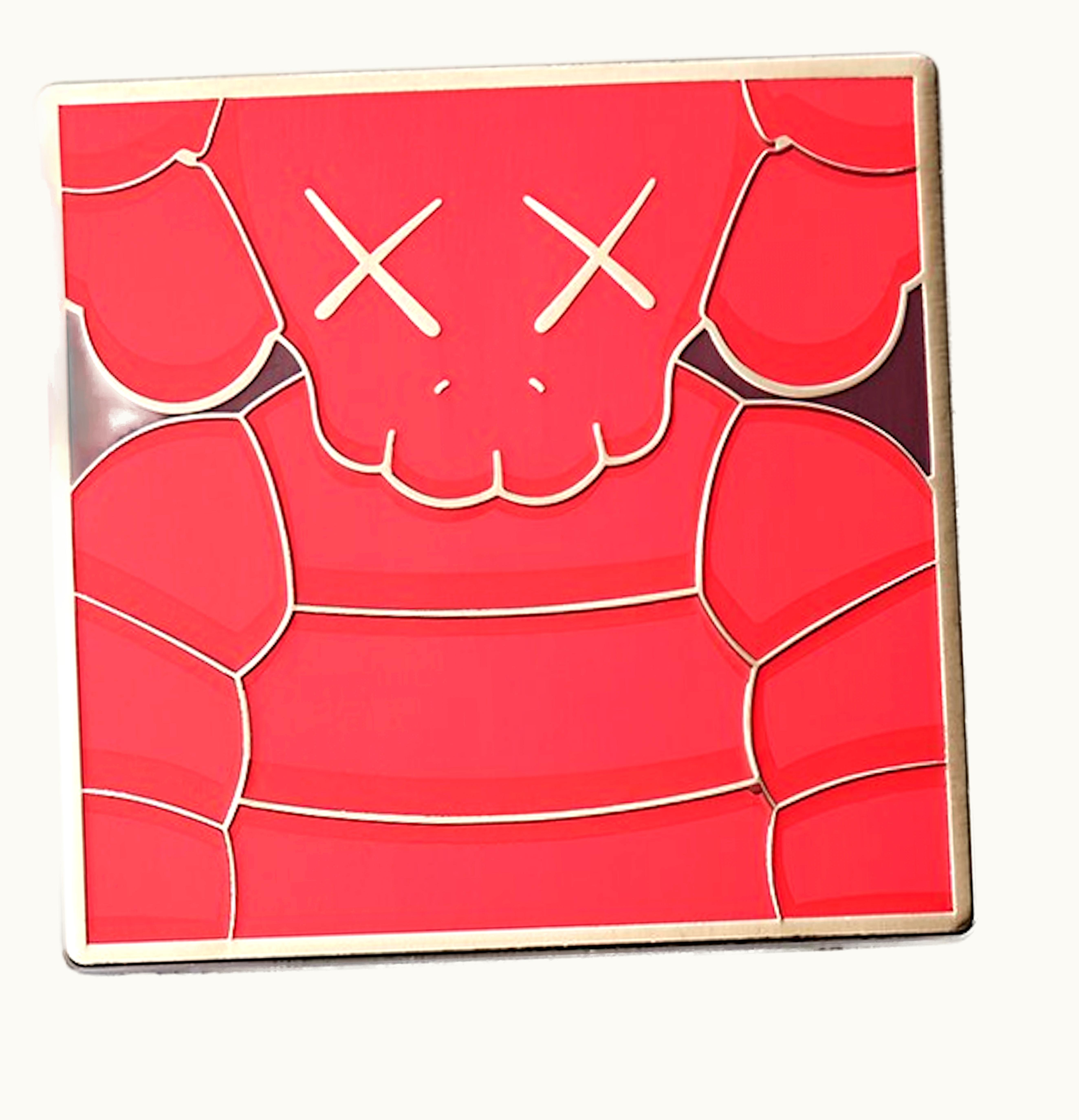 KAWS KAWS Brooklyn Museum WHAT PARTY Square Pin Red