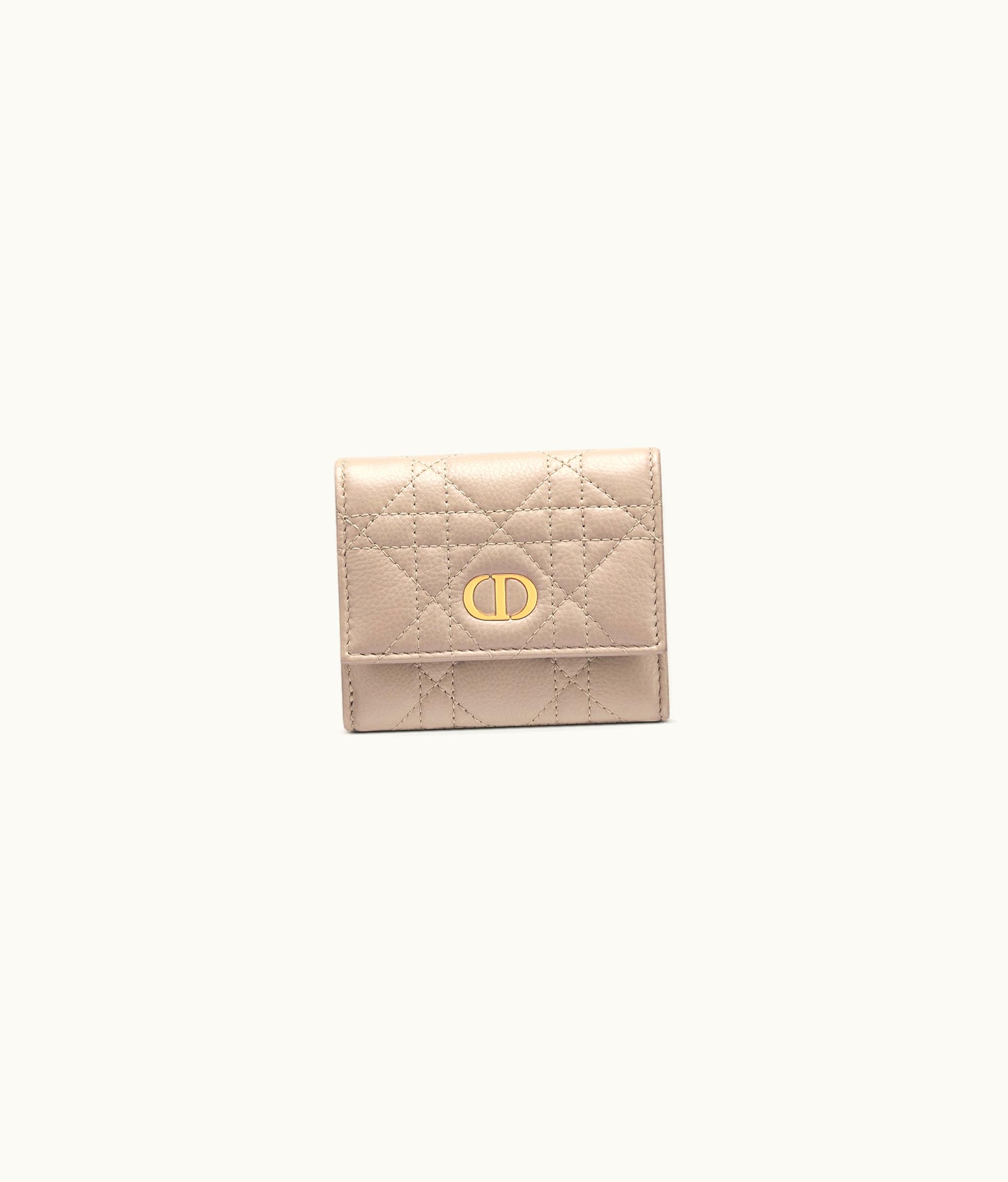 Dior Dior Caro Hibiscus Wallet - Powder Beige Supple Cannage Calfskin
