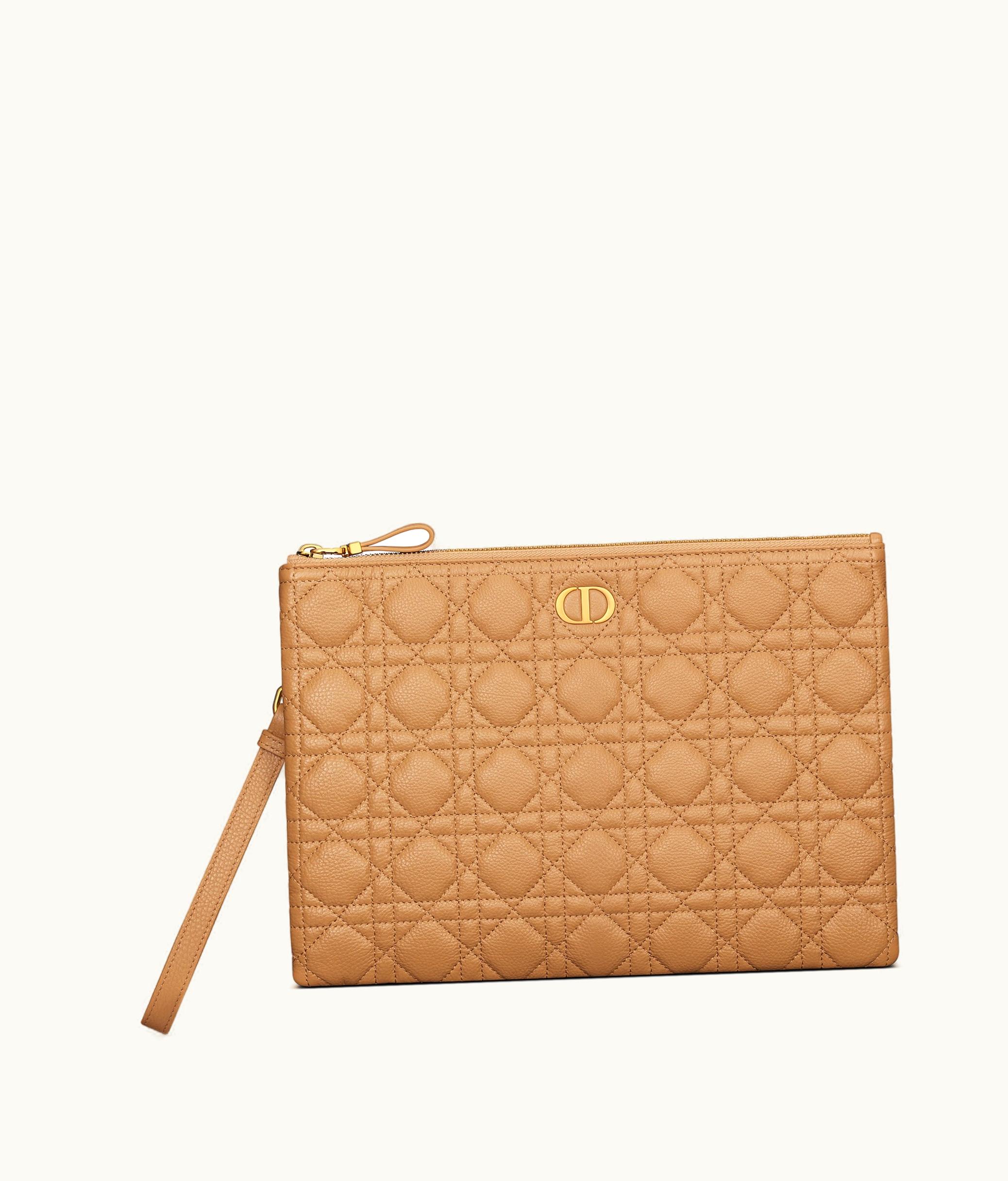 Dior Large Dior Caro Daily Pouch - Medium Tan Supple Cannage Calfskin