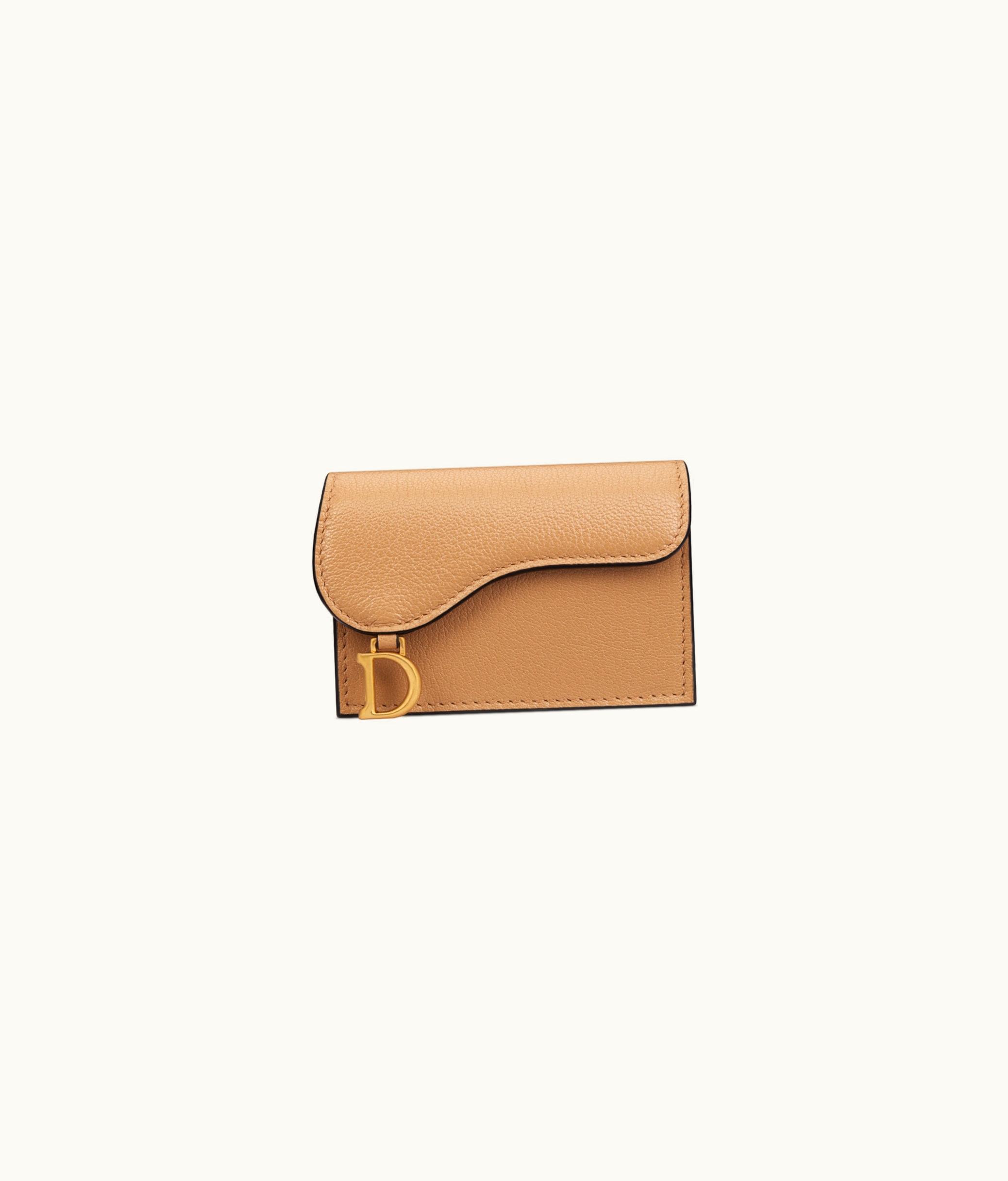 Dior Dior Saddle Flap Card Holder - Medium Tan Goatskin