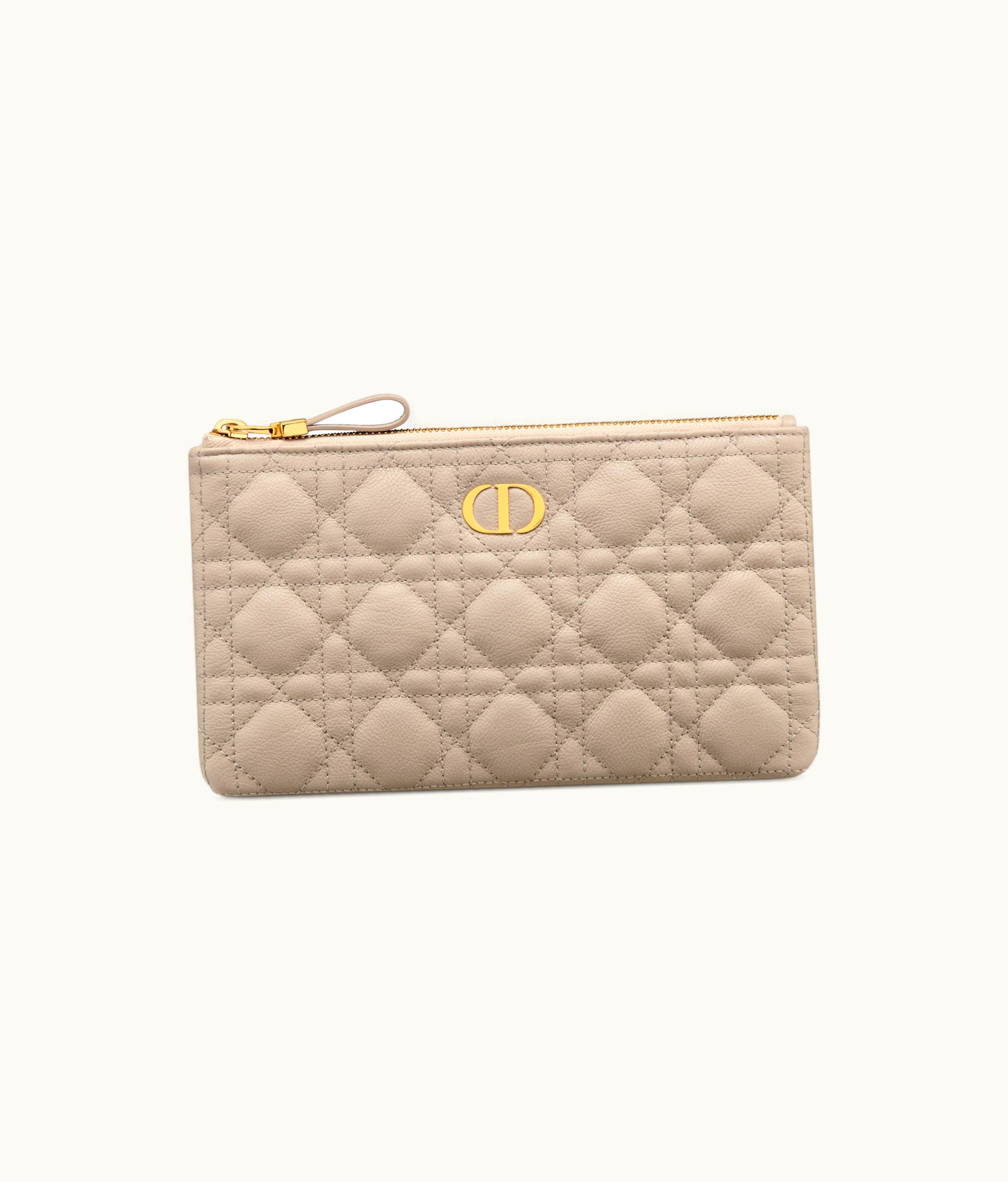 Dior Small Dior Caro Slim Pouch - Sand-Colored Supple Cannage Calfskin