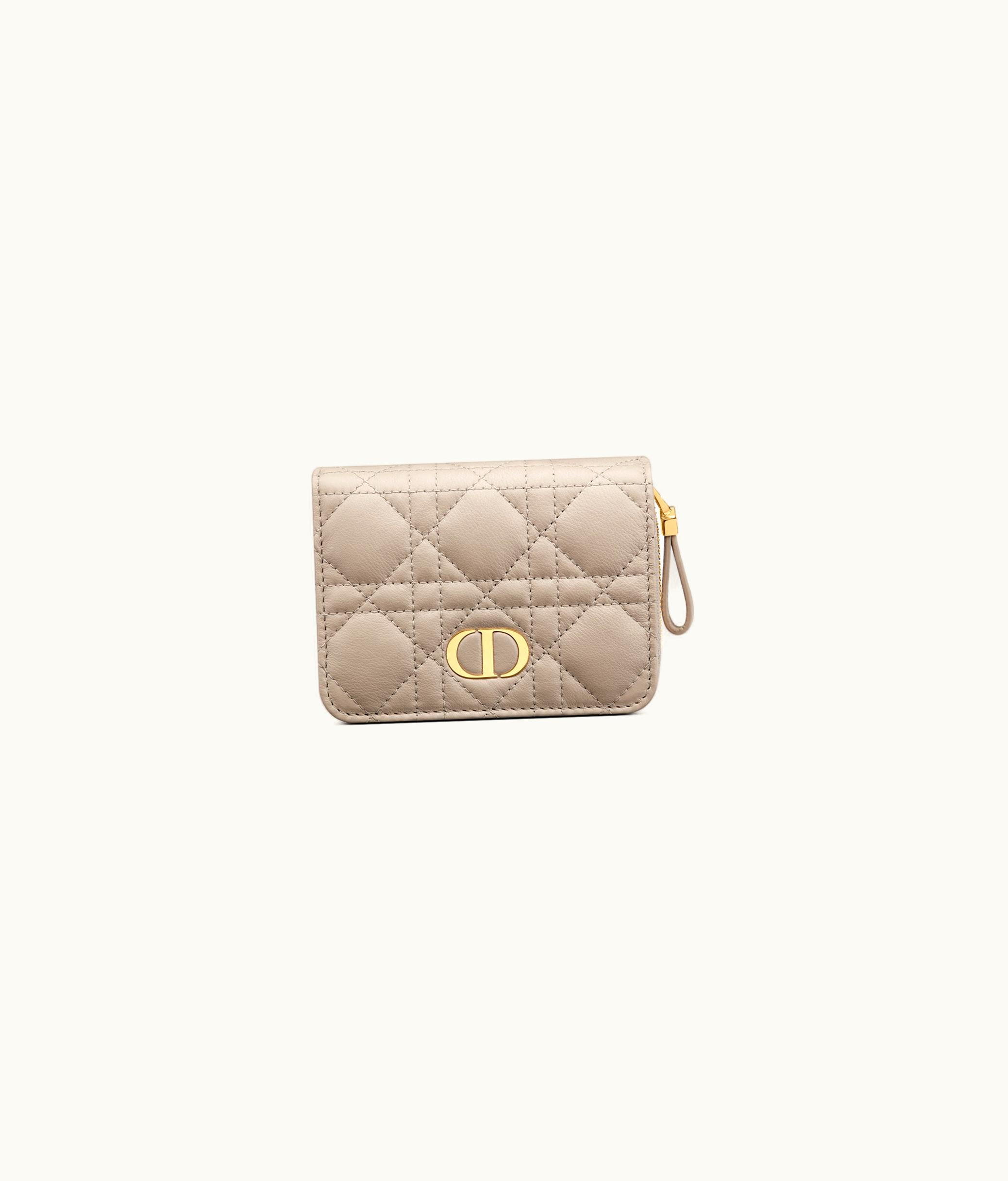 Dior Dior Caro Scarlet Wallet - Sand-Colored Supple Cannage Calfskin