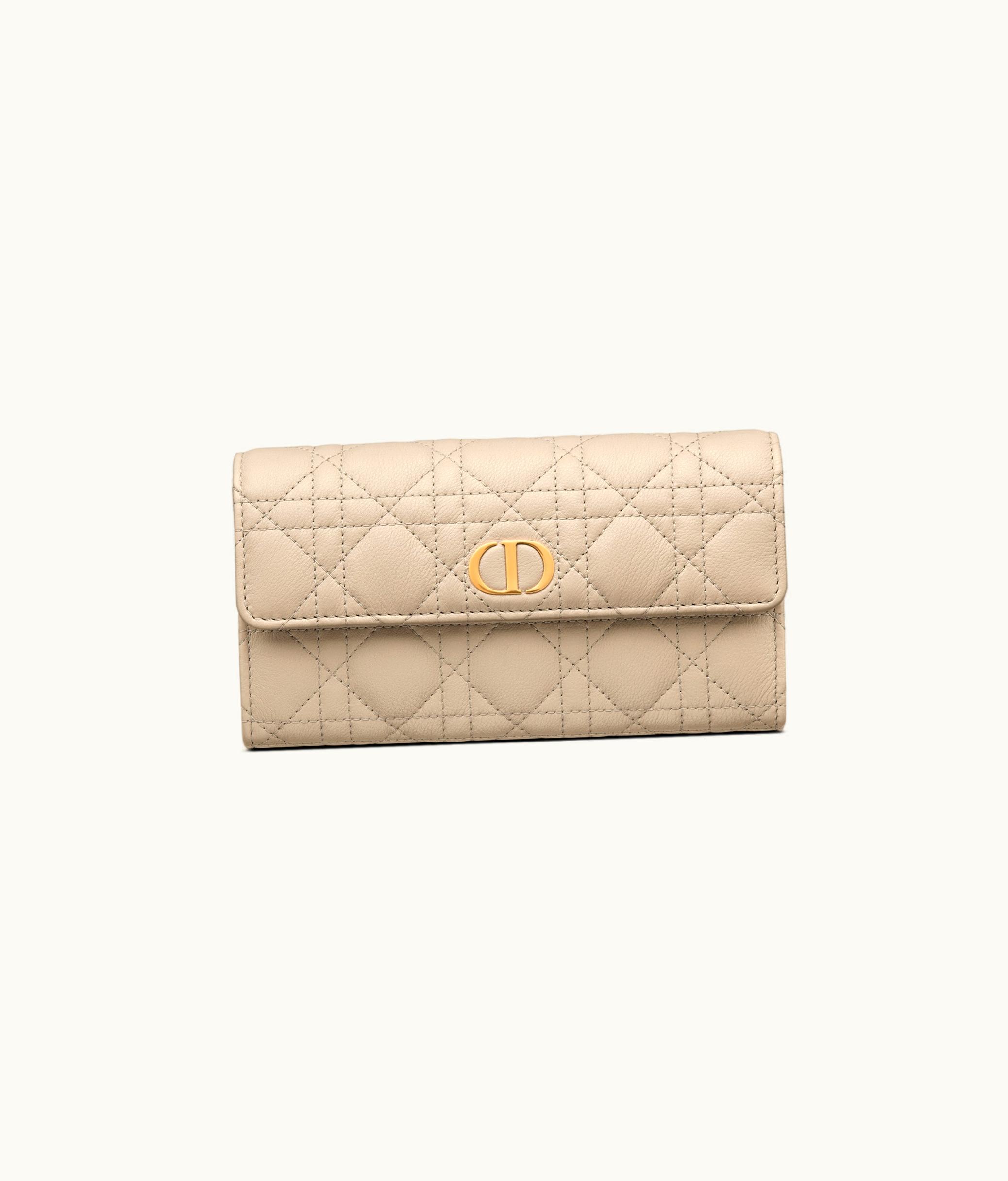Dior Dior Caro Long Flap Wallet - Sand-Colored Supple Cannage Calfskin