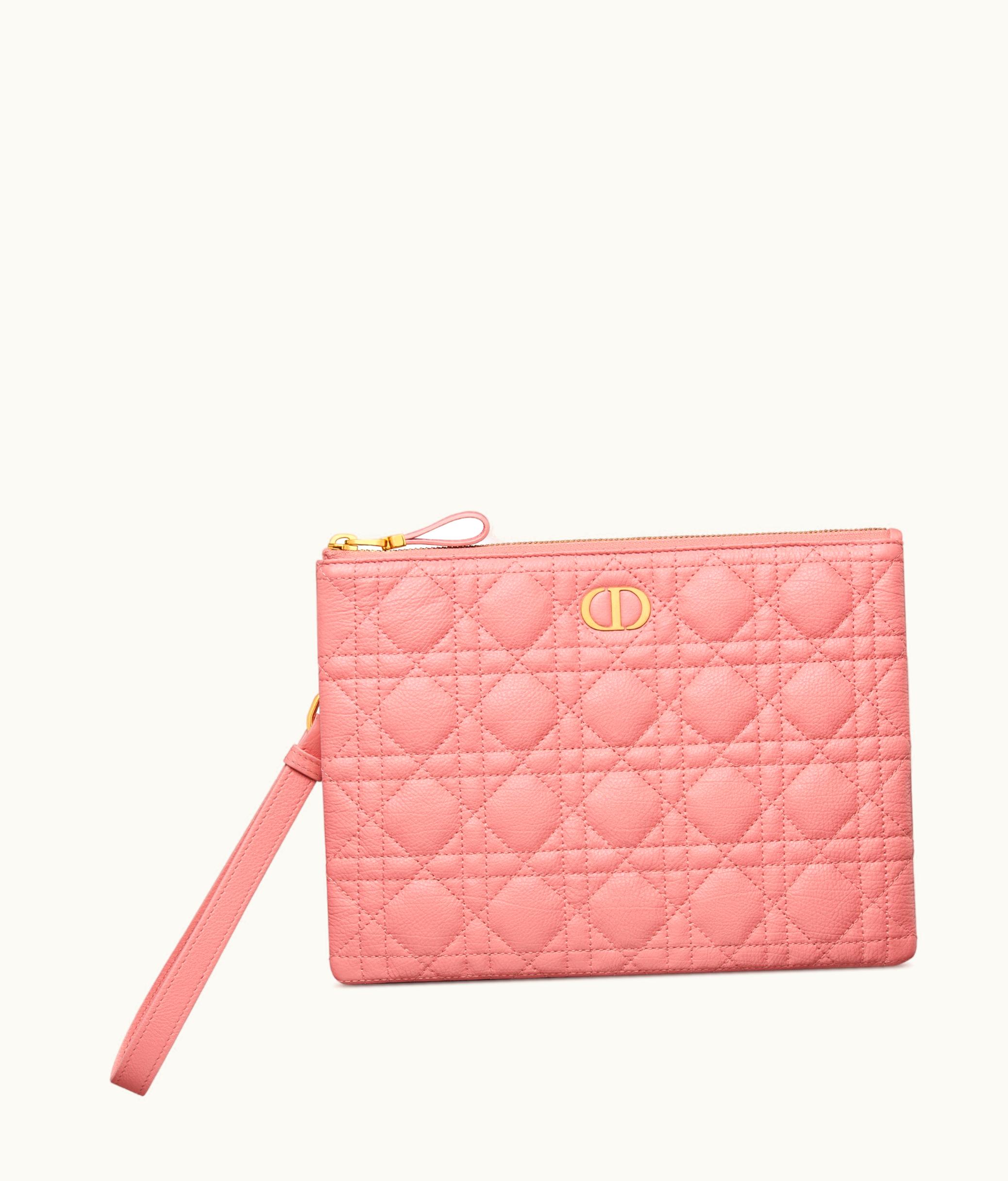Dior Medium Dior Caro Daily Pouch - Light Pink Supple Cannage Calfskin