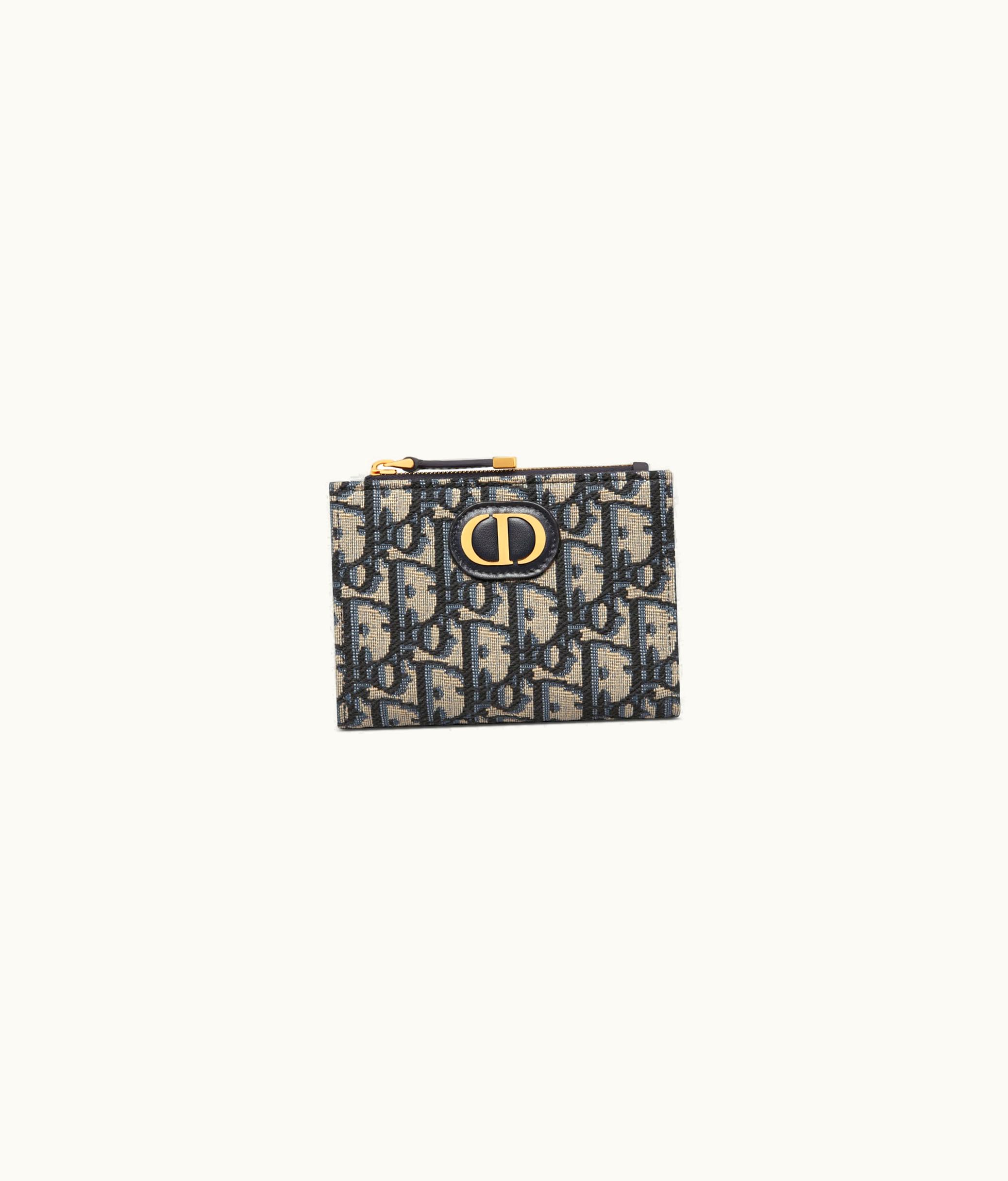 Dior 30 Montaigne Dahlia Wallet - Blue Dior Oblique Jacquard