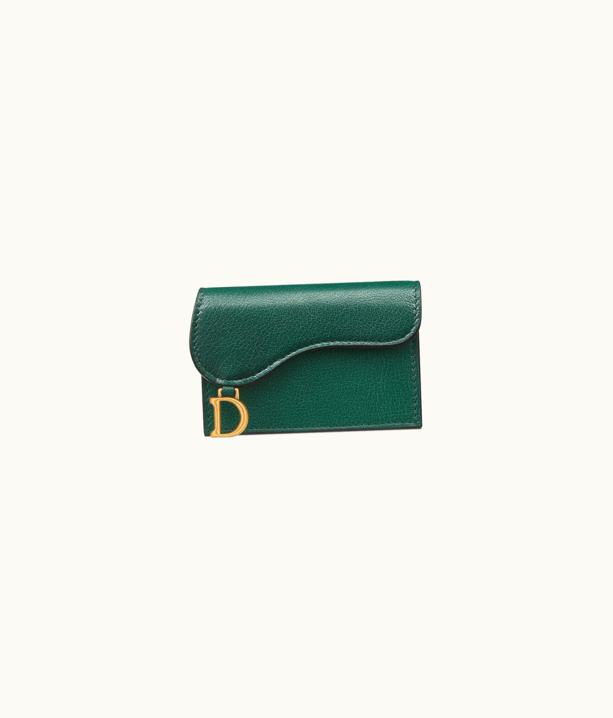 Dior Dior Saddle Flap Card Holder - Pine Green Goatskin