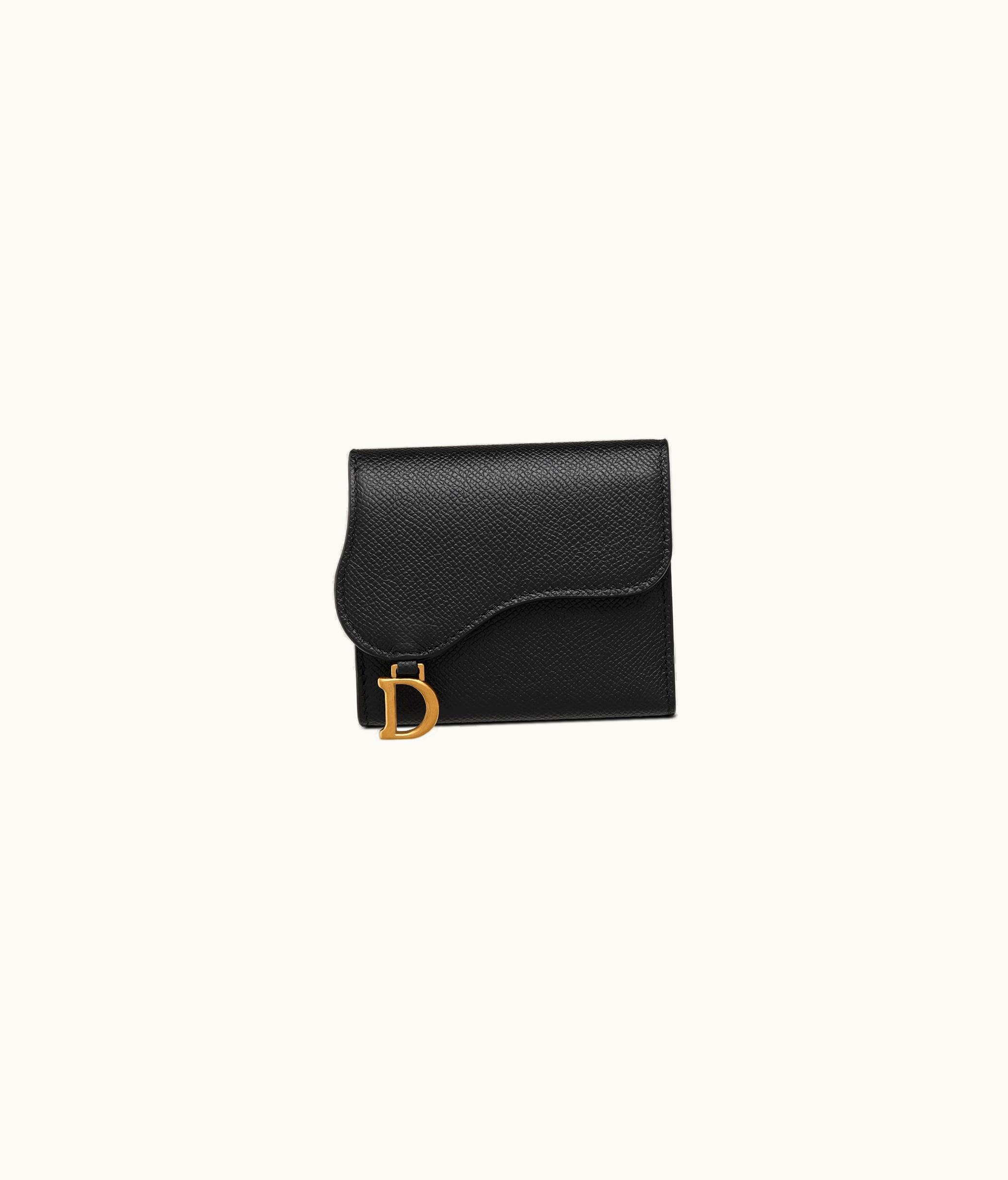 Dior Dior Saddle Lotus Wallet - Black Grained Calfskin