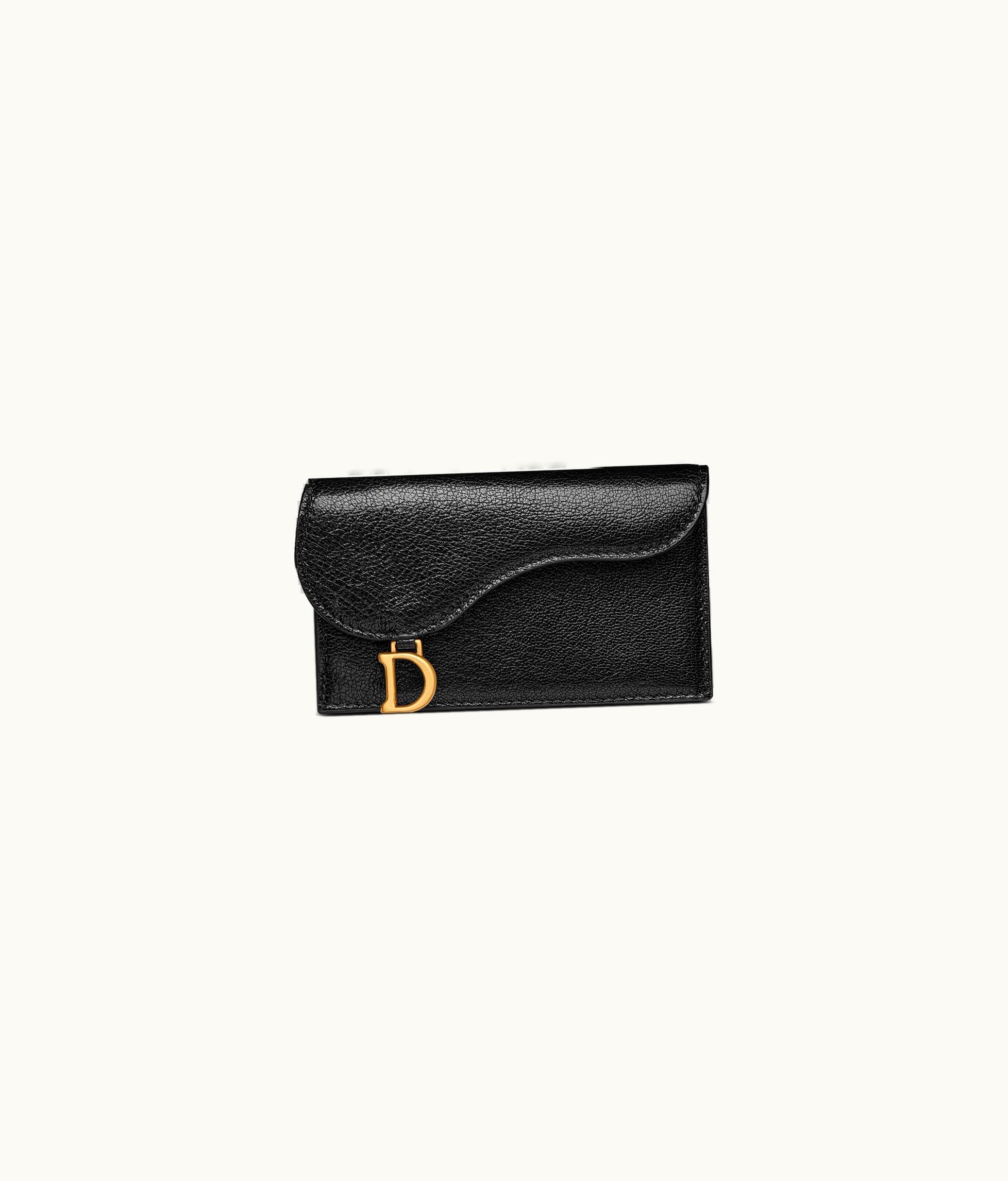 Dior Dior Saddle Cosmos Zipped Card Holder - Black Goatskin