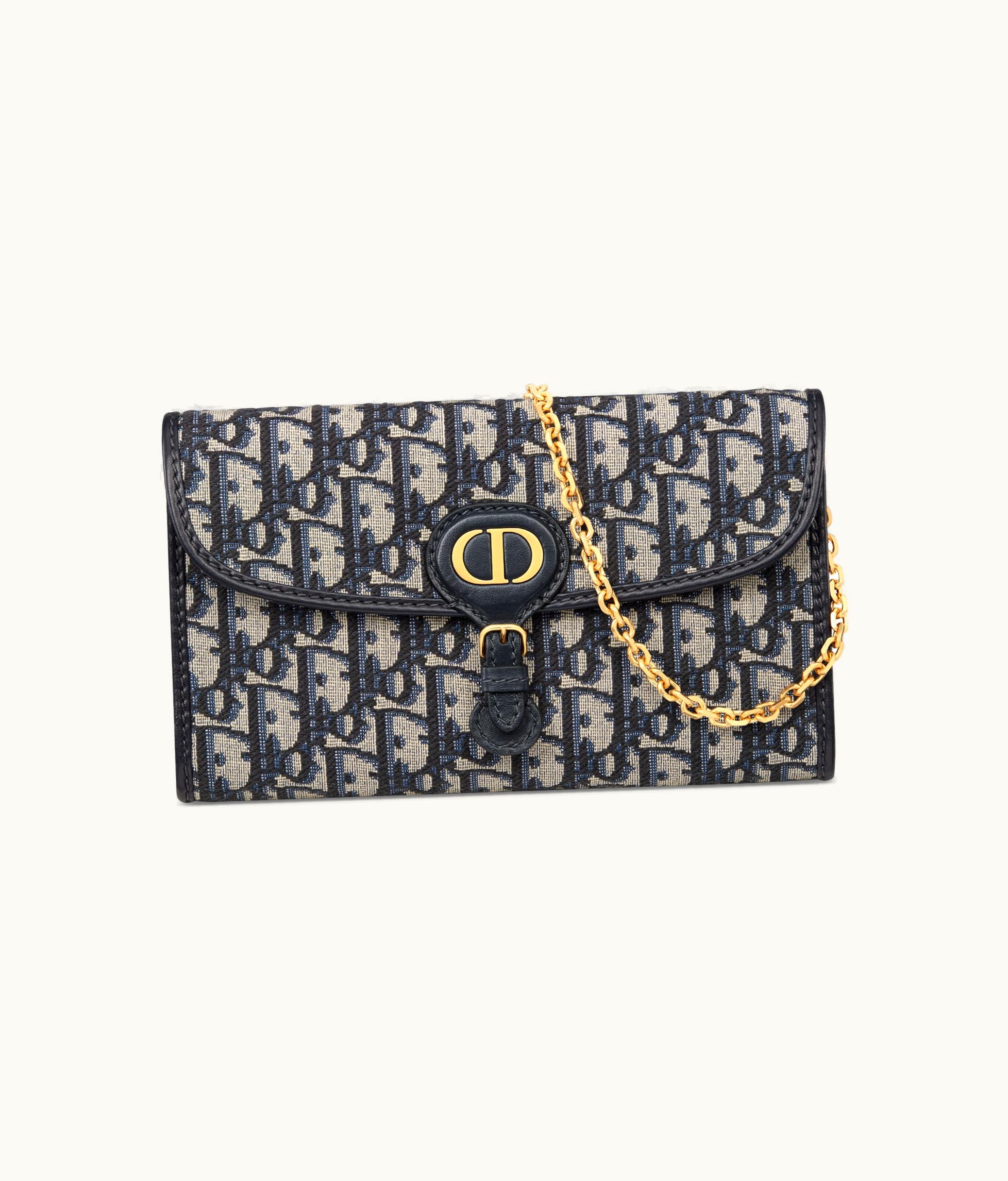 Dior Dior Bobby East-West Pouch With Chain - Blue Dior Oblique Jacquard