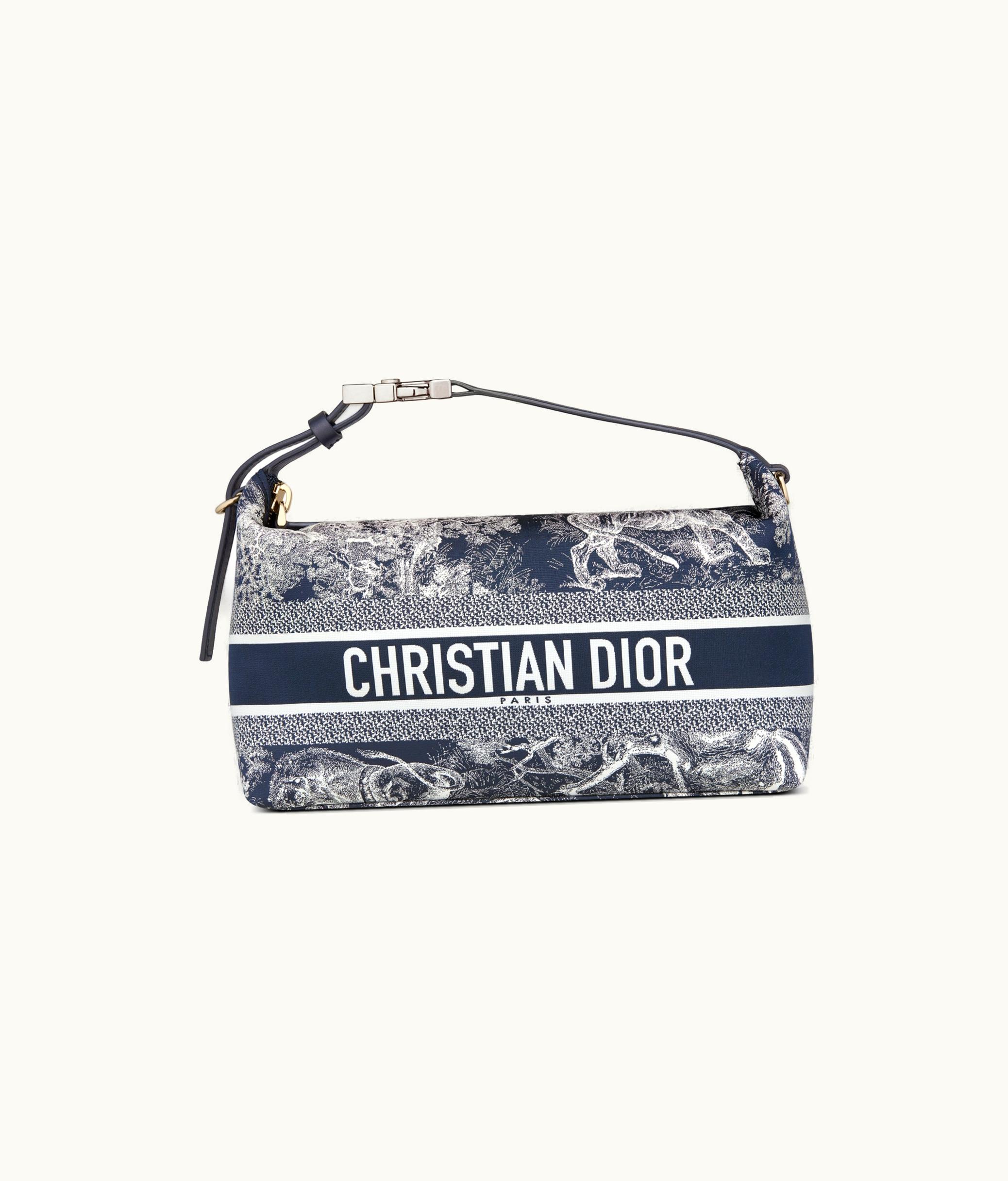 Dior Medium Diortravel Nomad Pouch - Blue Toile De Jouy Reverse Technical Fabric