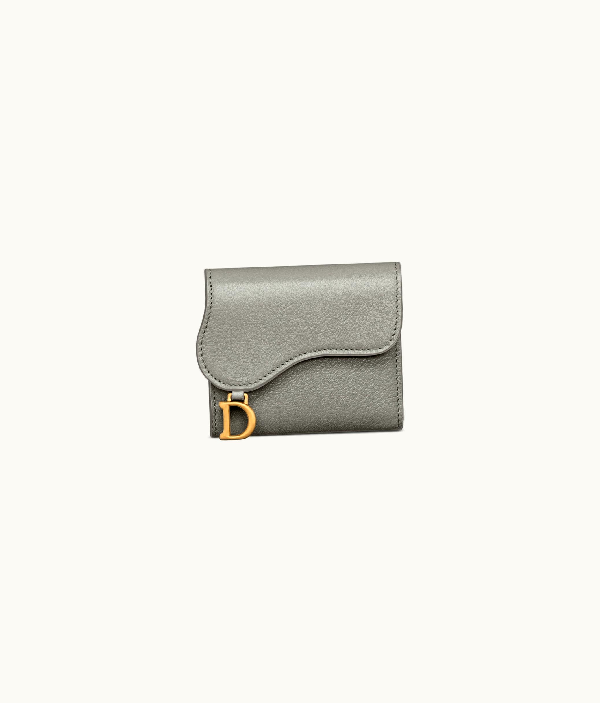 Dior Dior Saddle Lotus Wallet - Stone Gray Goatskin