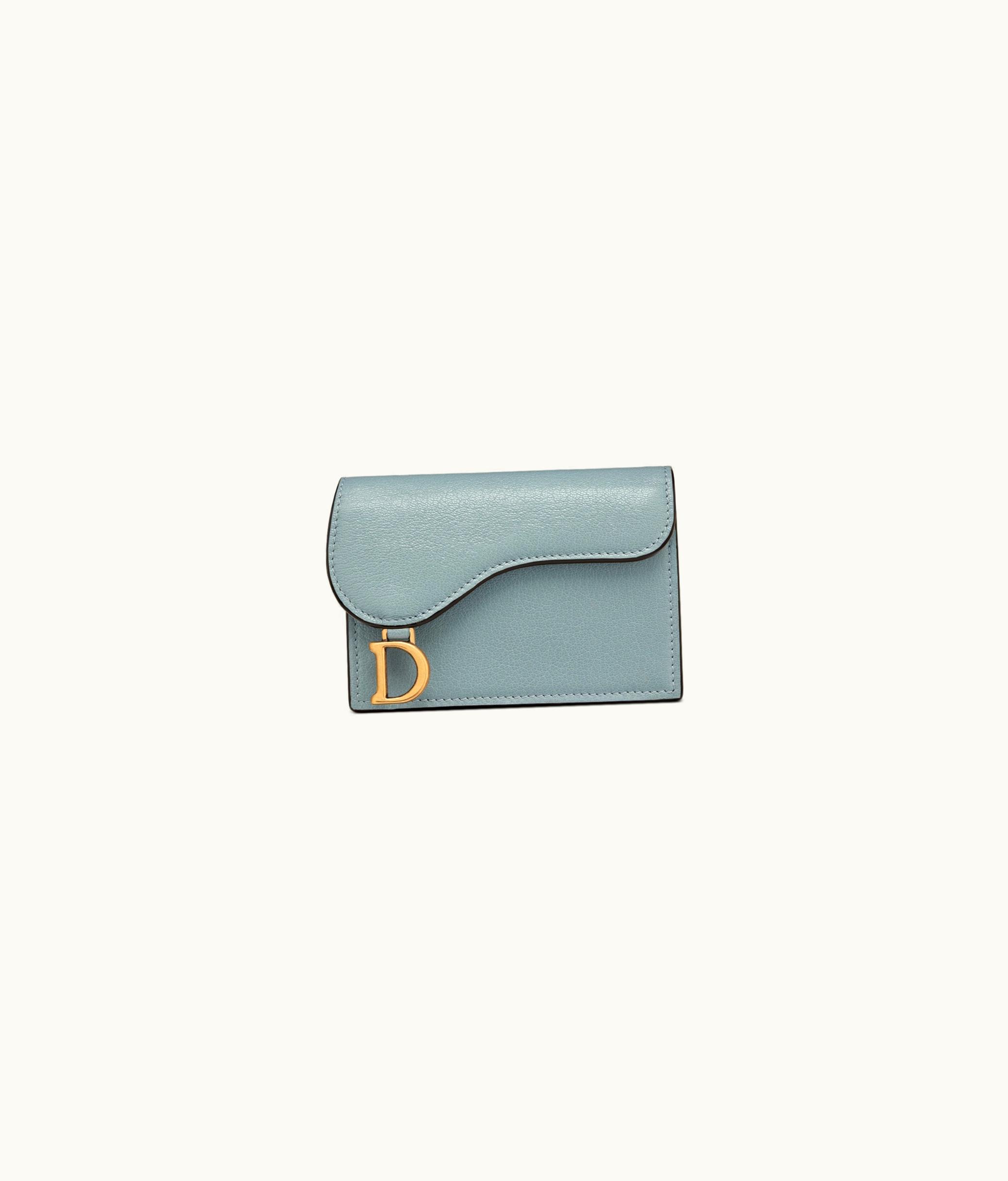 Dior Dior Saddle Flap Card Holder - Cloud Blue Goatskin