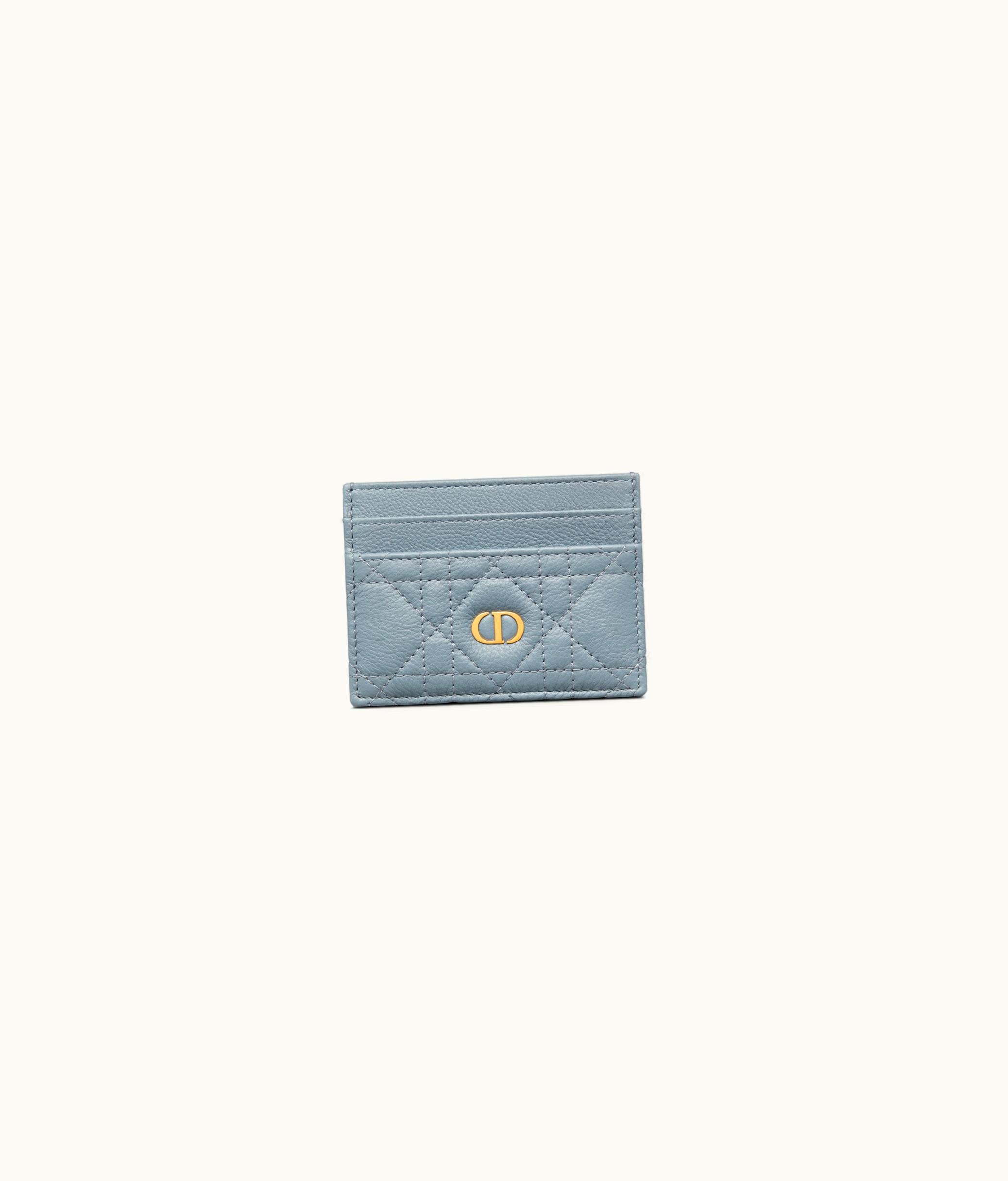 Dior Dior Caro Five-Slot Card Holder - Cloud Blue Supple Cannage Calfskin