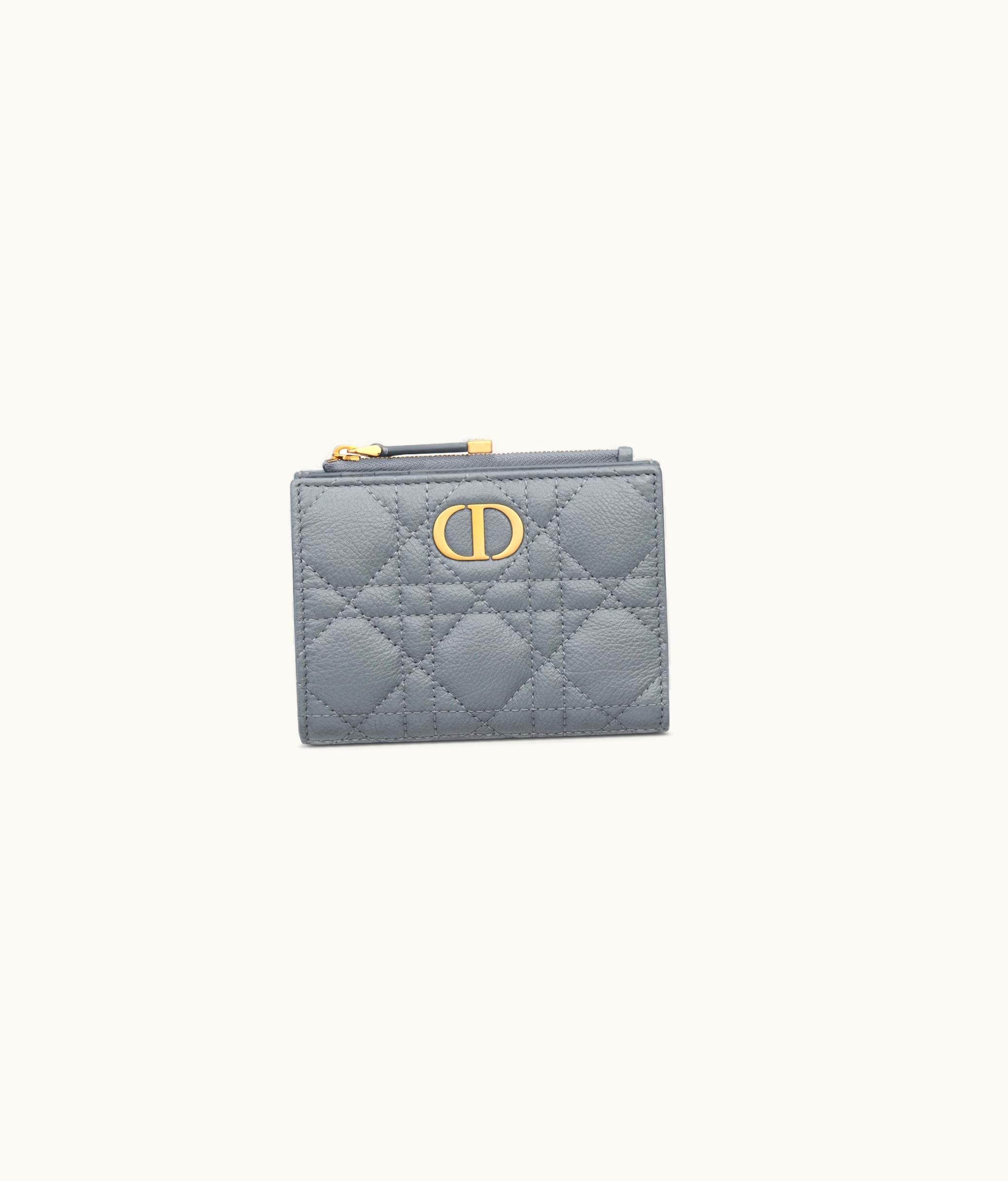 Dior Dior Caro Dahlia Wallet - Cloud Blue Supple Cannage Calfskin