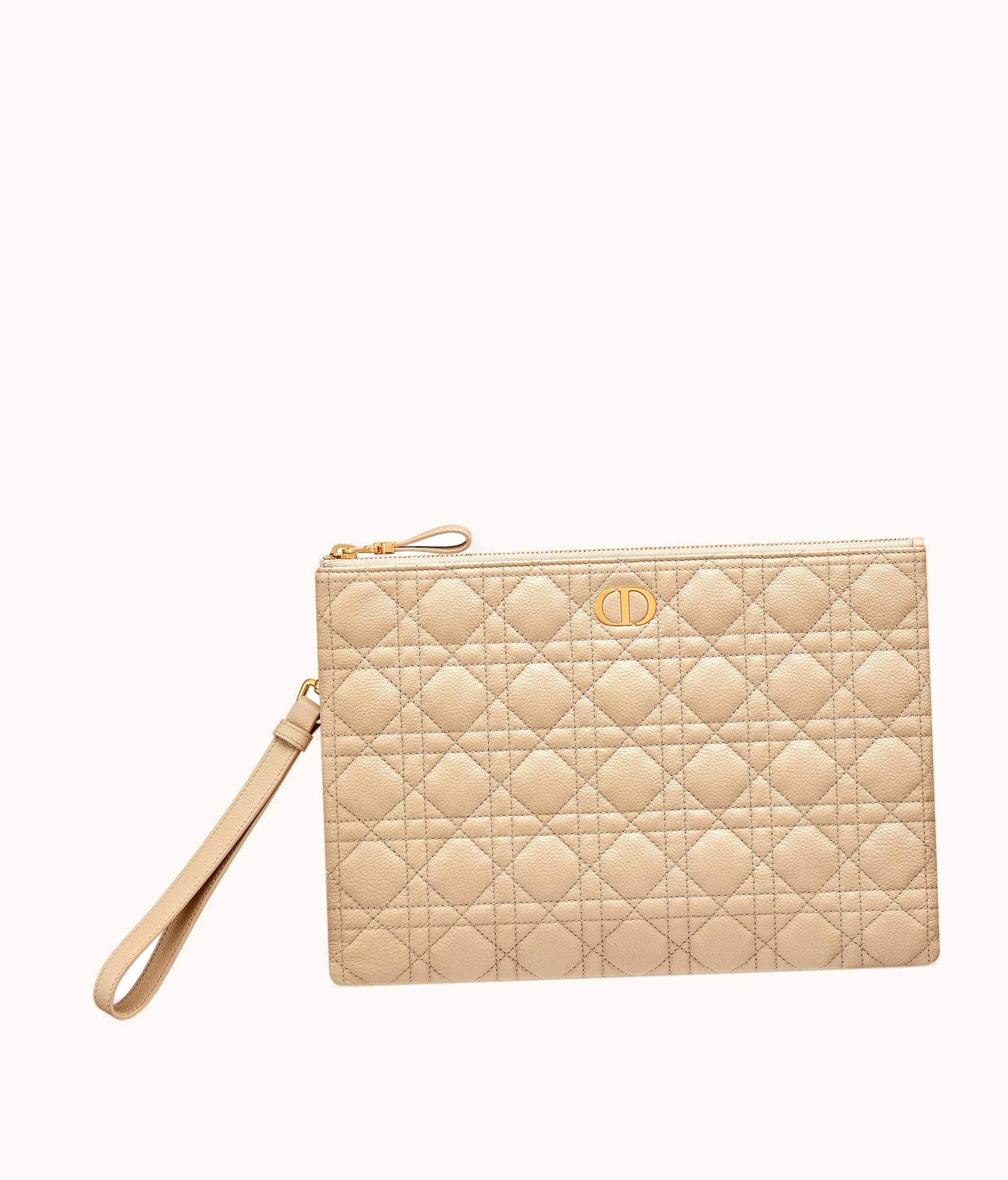 Dior Large Dior Caro Daily Pouch - Sand-Colored Supple Cannage Calfskin