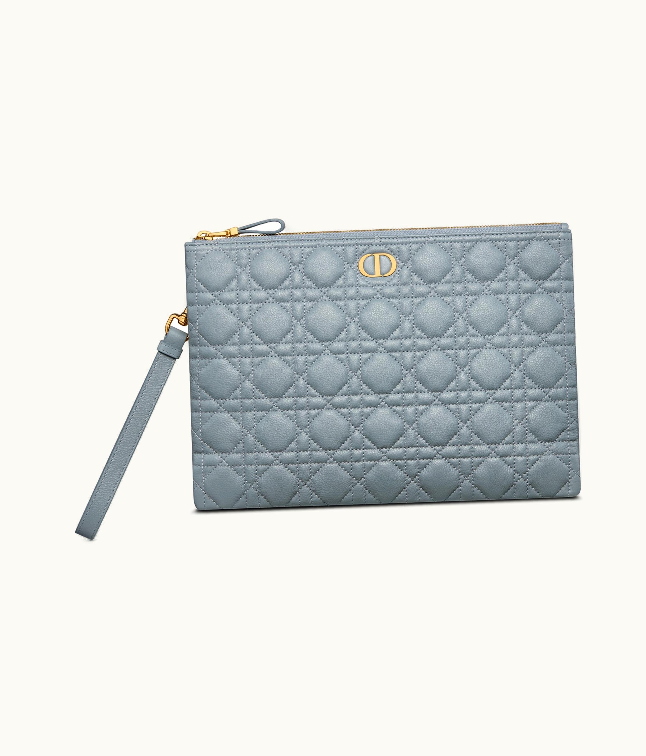 Dior Large Dior Caro Daily Pouch - Cloud Blue Supple Cannage Calfskin