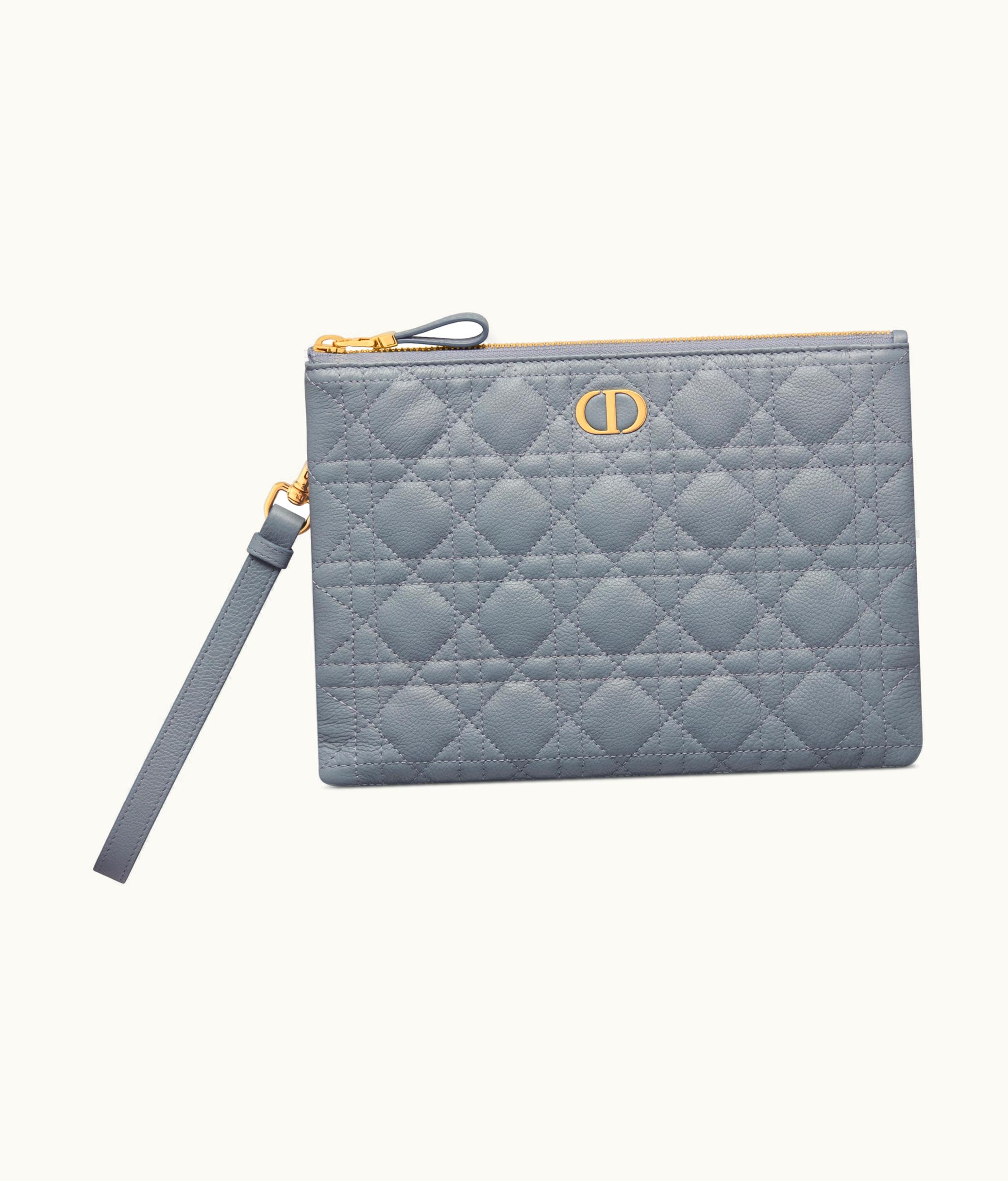 Dior Medium Dior Caro Daily Pouch - Cloud Blue Supple Cannage Calfskin